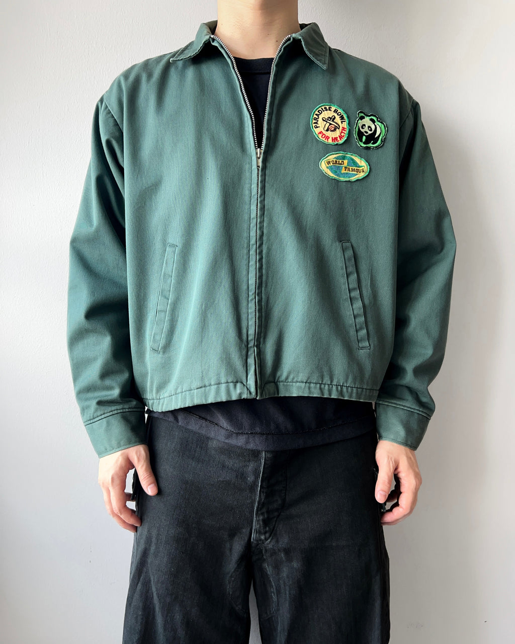 1970S KING KOLE PATCHED HARRINGTON JACKET (L)