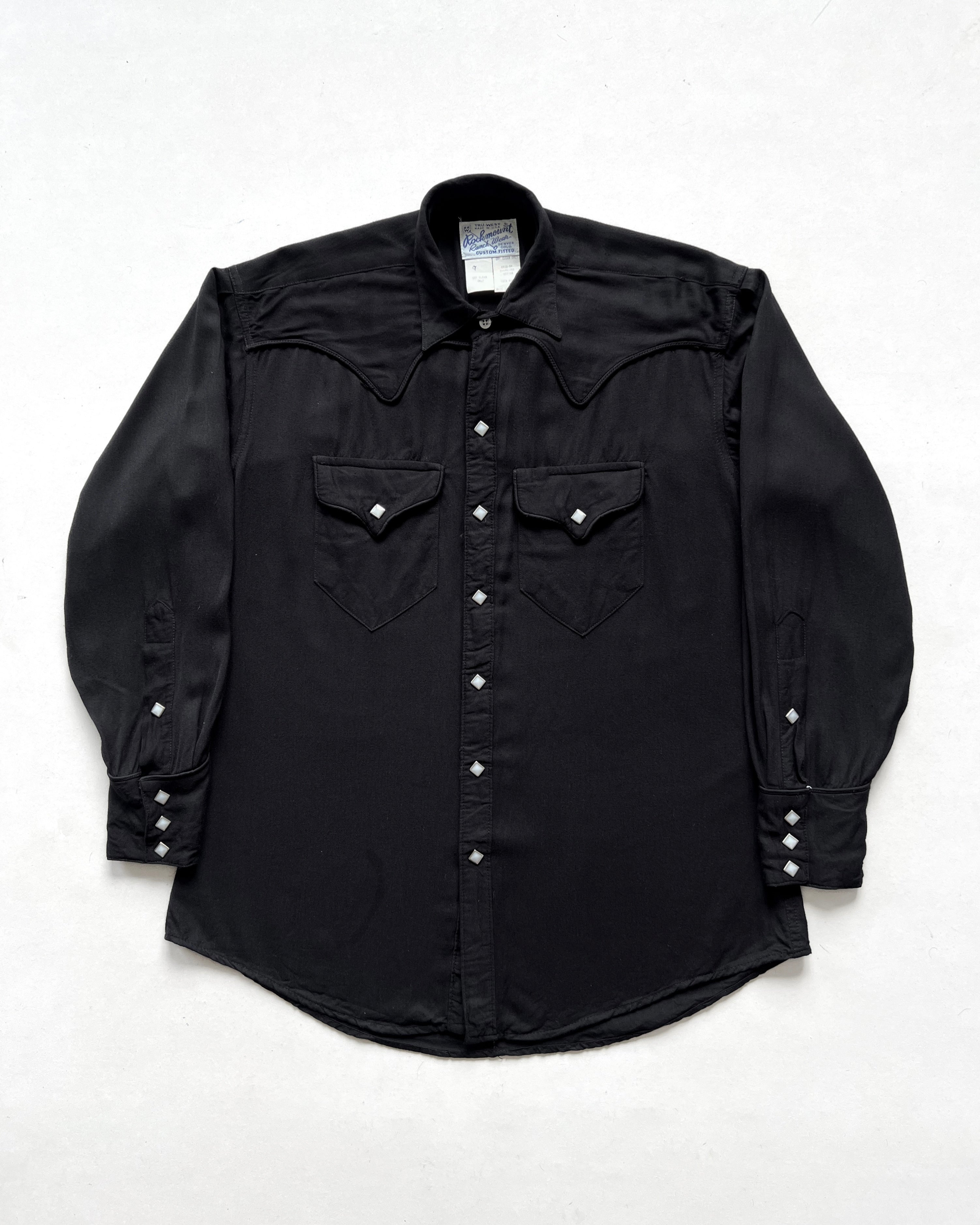 1970S ROCKMOUNT RANCHWEAR RAYON WESTERN SHIRT (M)
