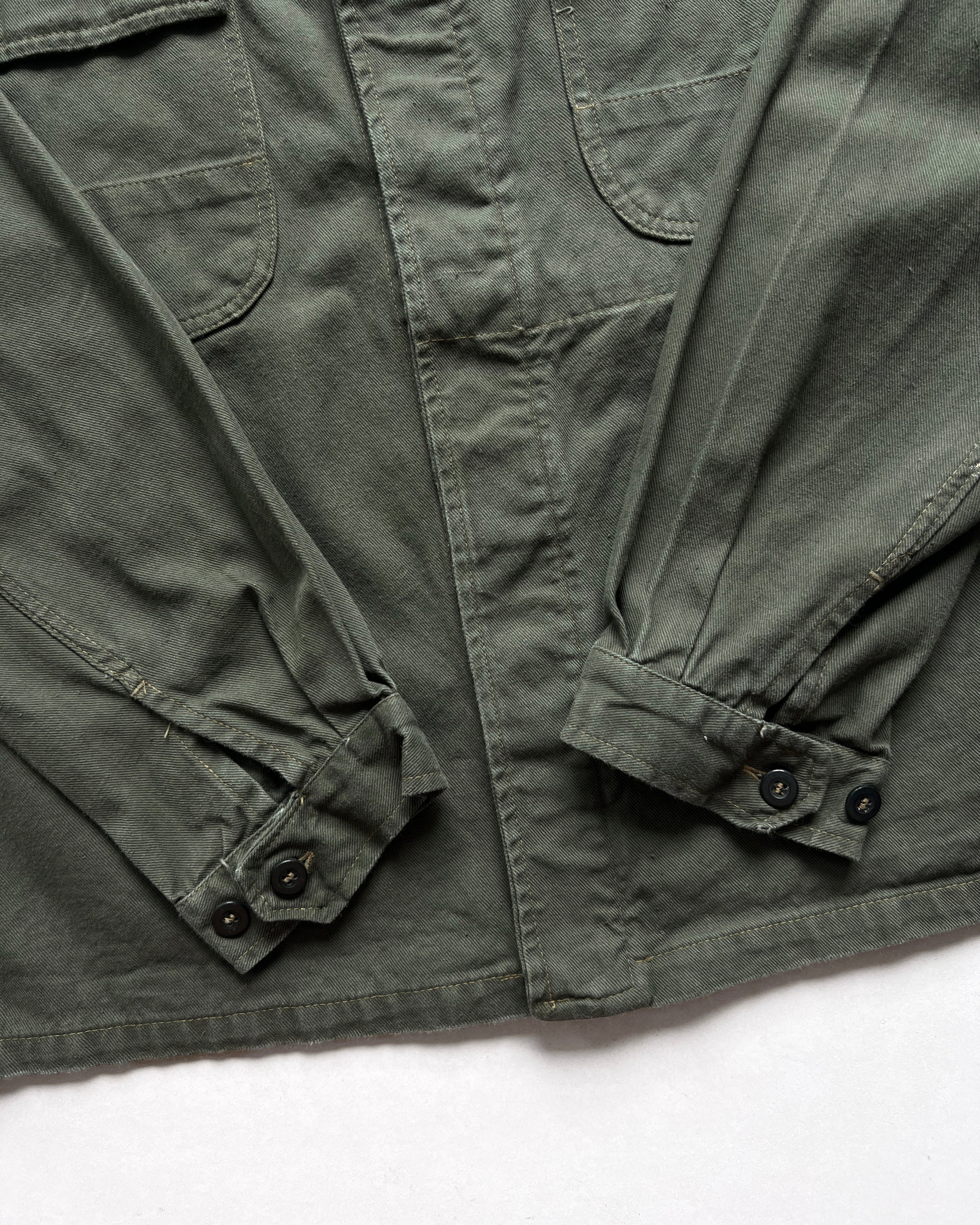 1970S OLIVE EUROPE MILITARY SHIRT JACKET (L)