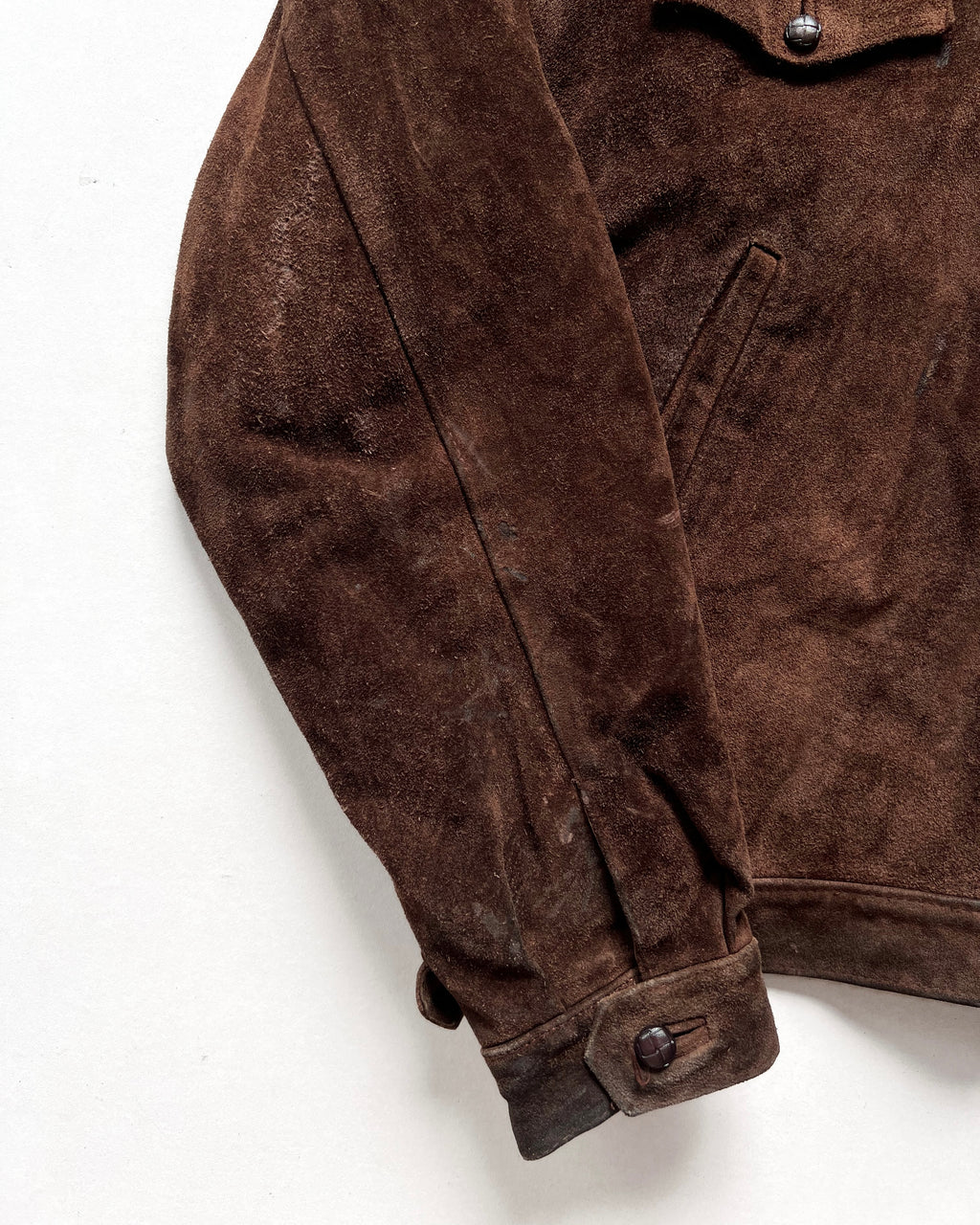 1980S NESICO AMSTERDAM SUEDE LEATHER TRUCKER JACKET (M)