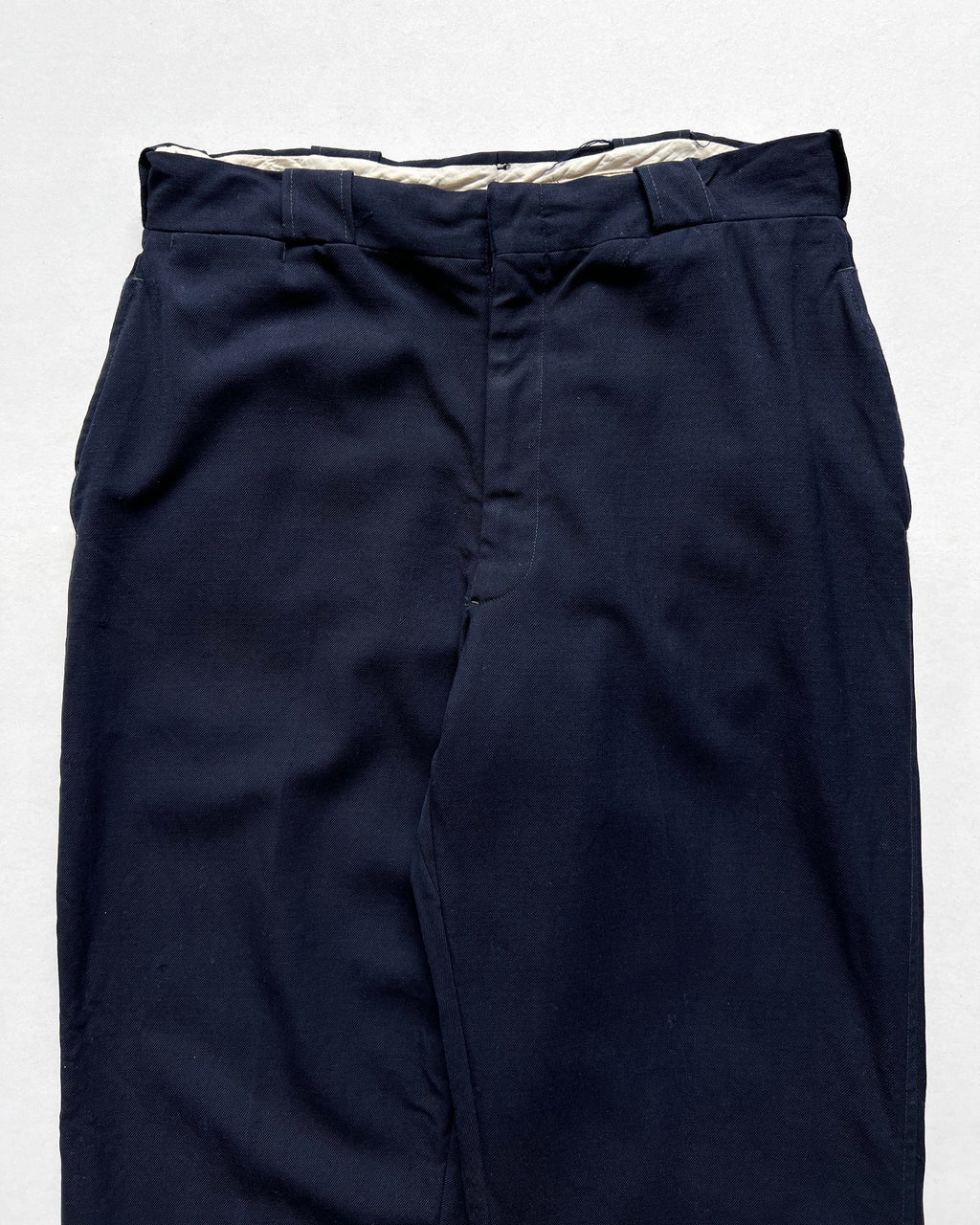 1970S DARK NAVY GABARDINE GENTLEMAN TROUSERS (32)