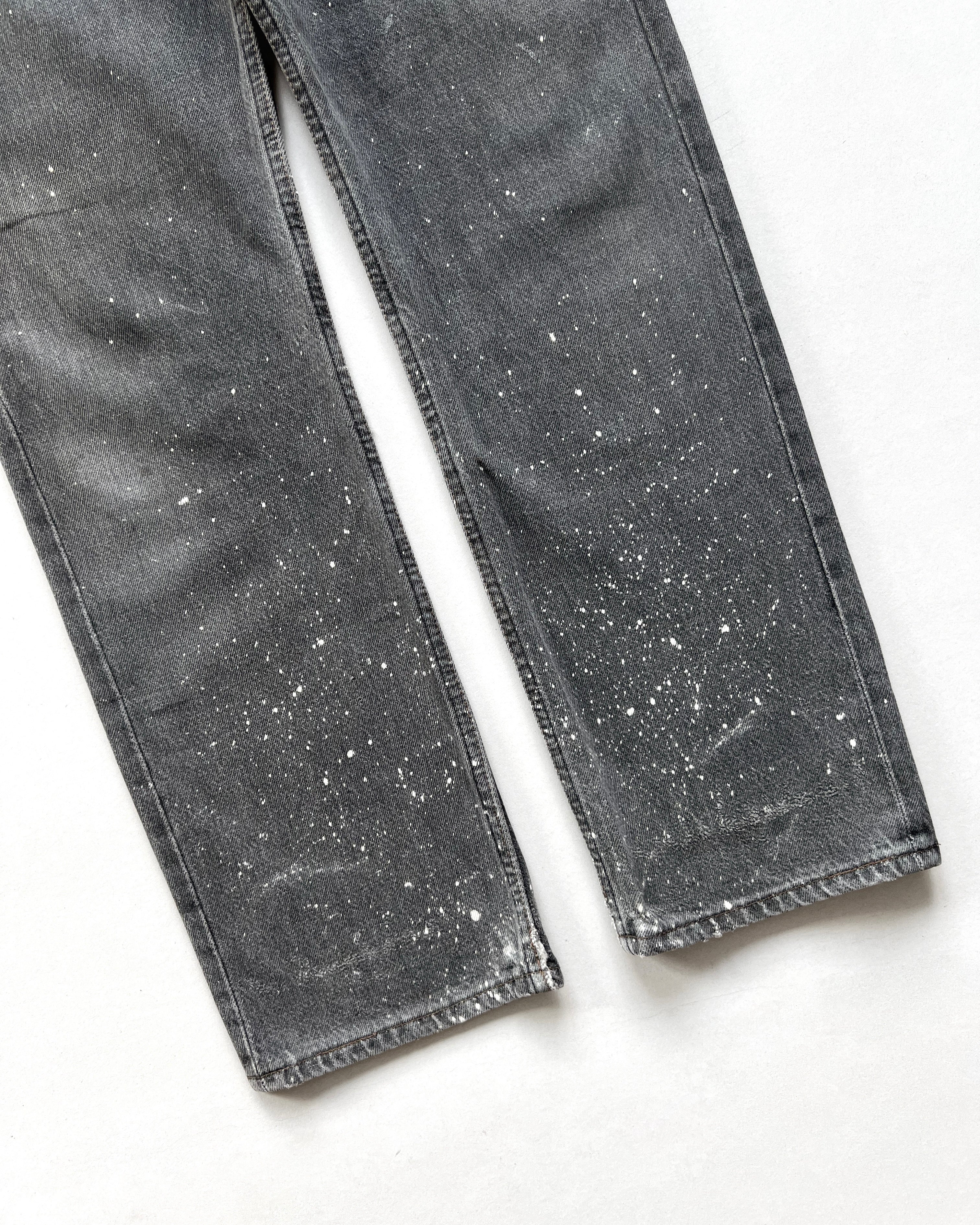 1980S FADED GREY LEVI'S 501 PAINT SPLATTER JEANS (31)