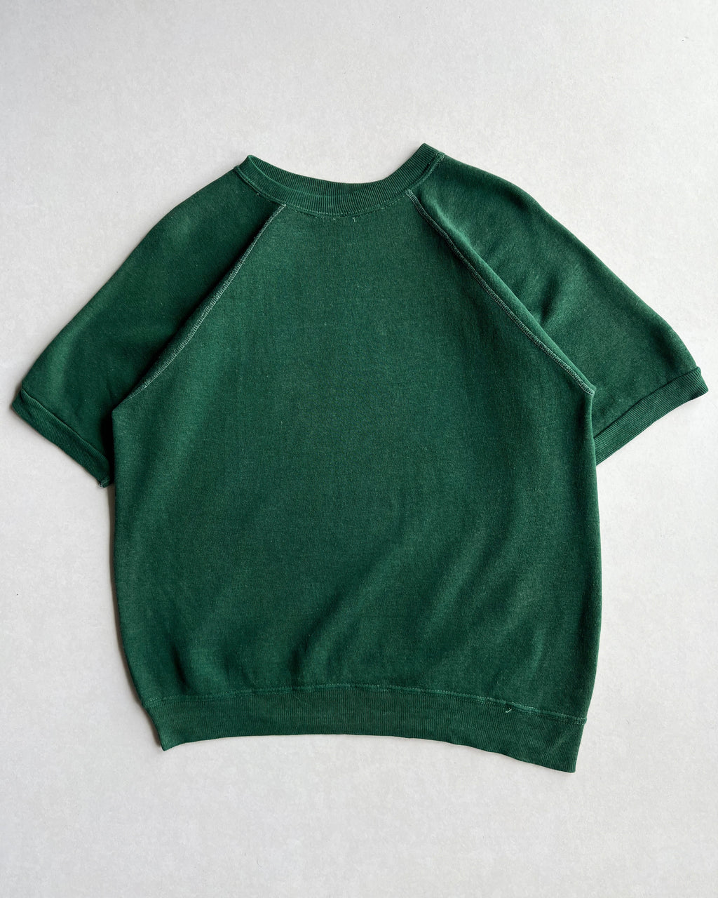 1970S GREEN RAGLAN SHORTSLEEVES SWEATSHIRT (L)