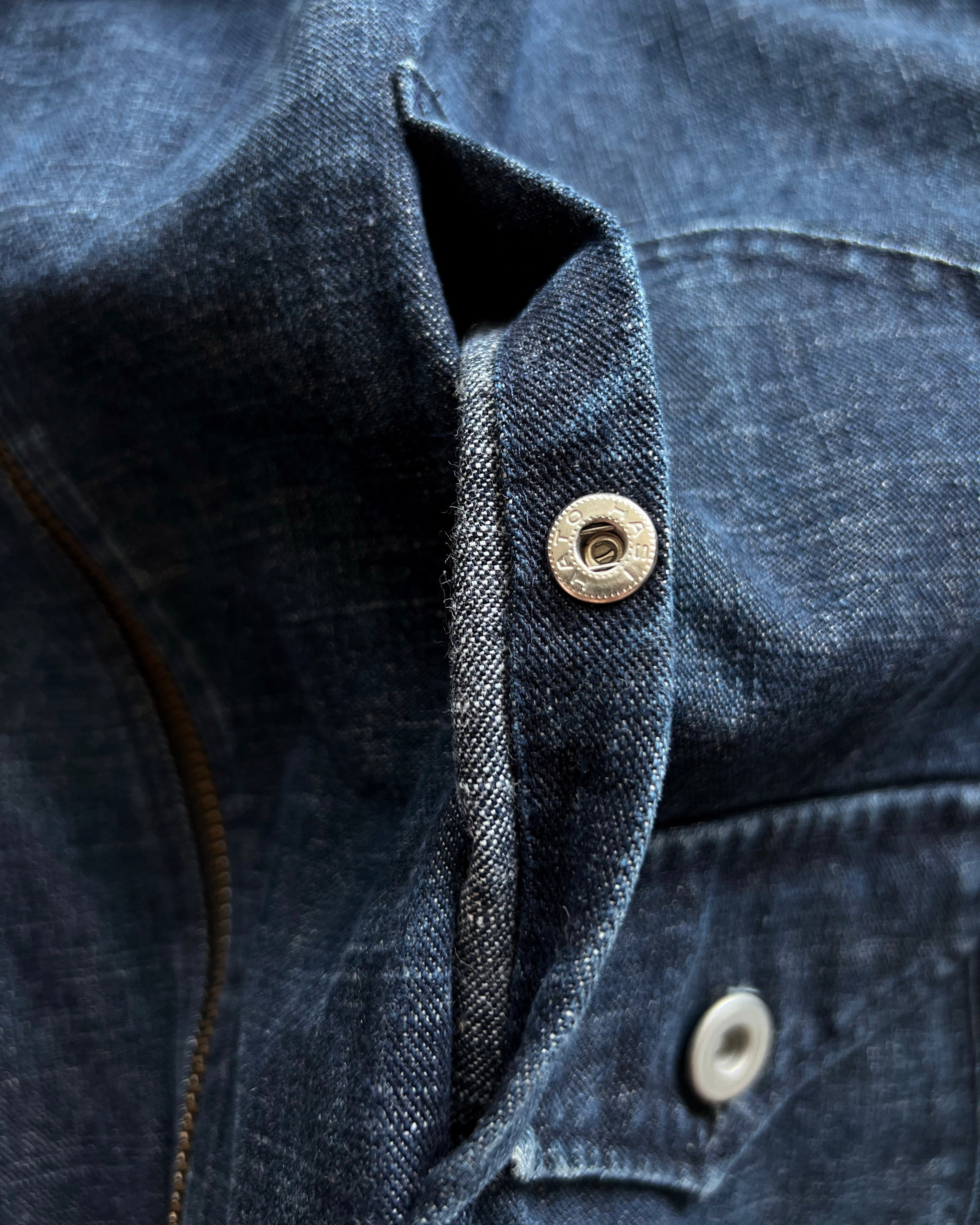 1980S JAPANESE 'D' POCKET BIKER DENIM JACKET (M)