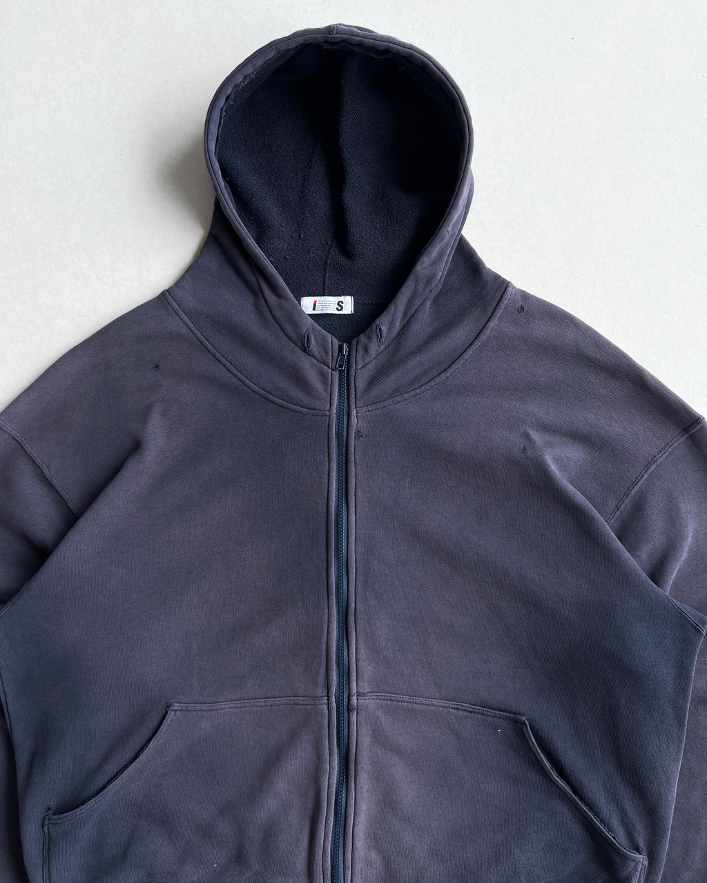 1980S FADED TWO-TONE ISSEY MIYAKE ZIP-UP HOODIE (M)
