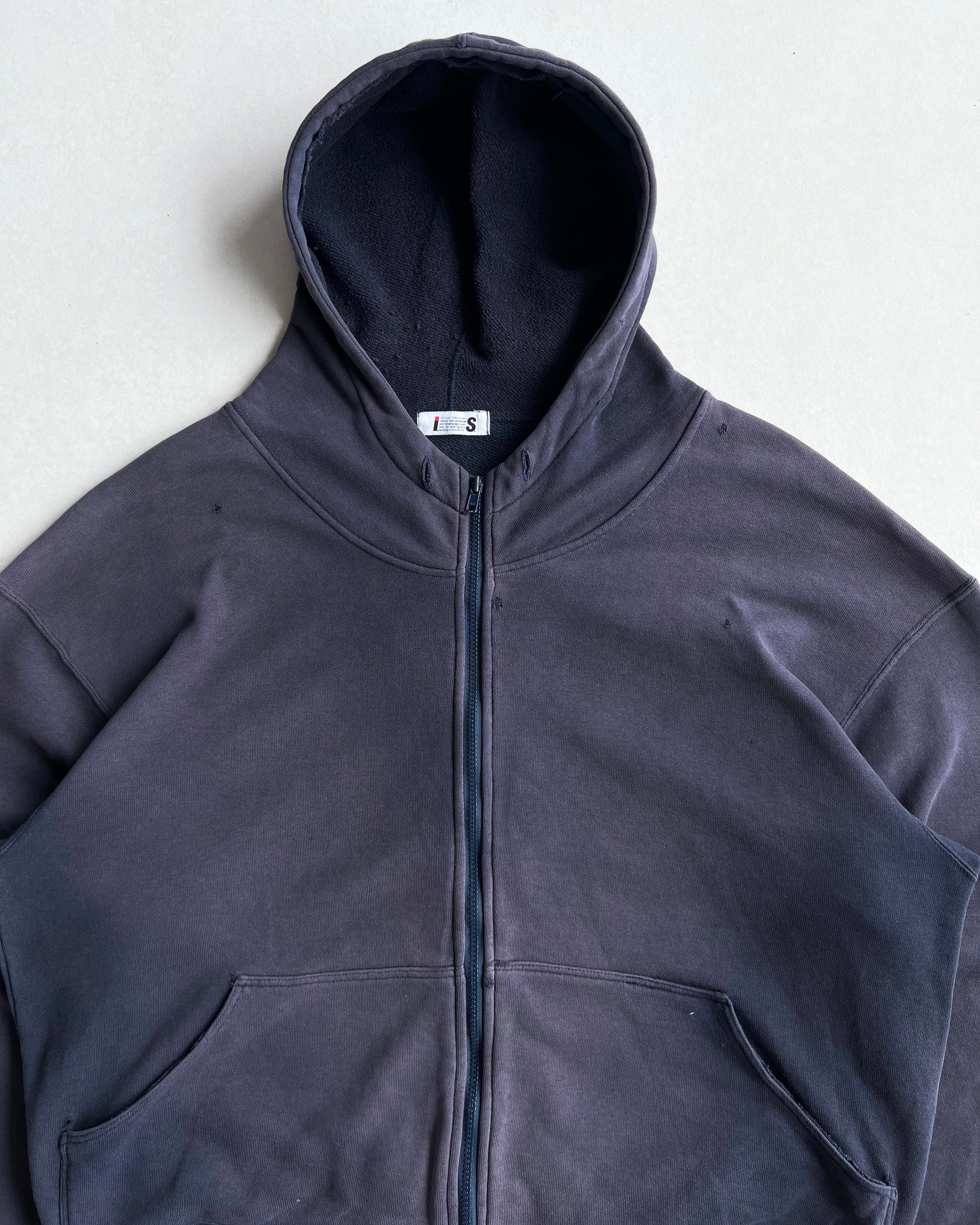 1980S FADED TWO-TONE ISSEY MIYAKE ZIP-UP HOODIE (M)