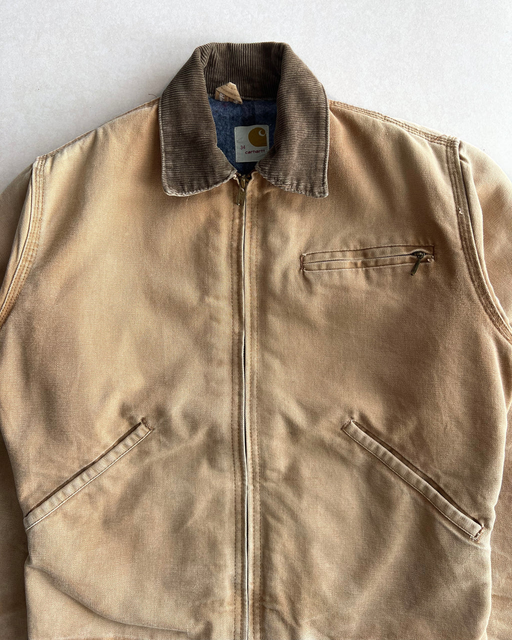 1980S FADED BROWN CARHARTT DETROIT WORK JACKET (S/M)