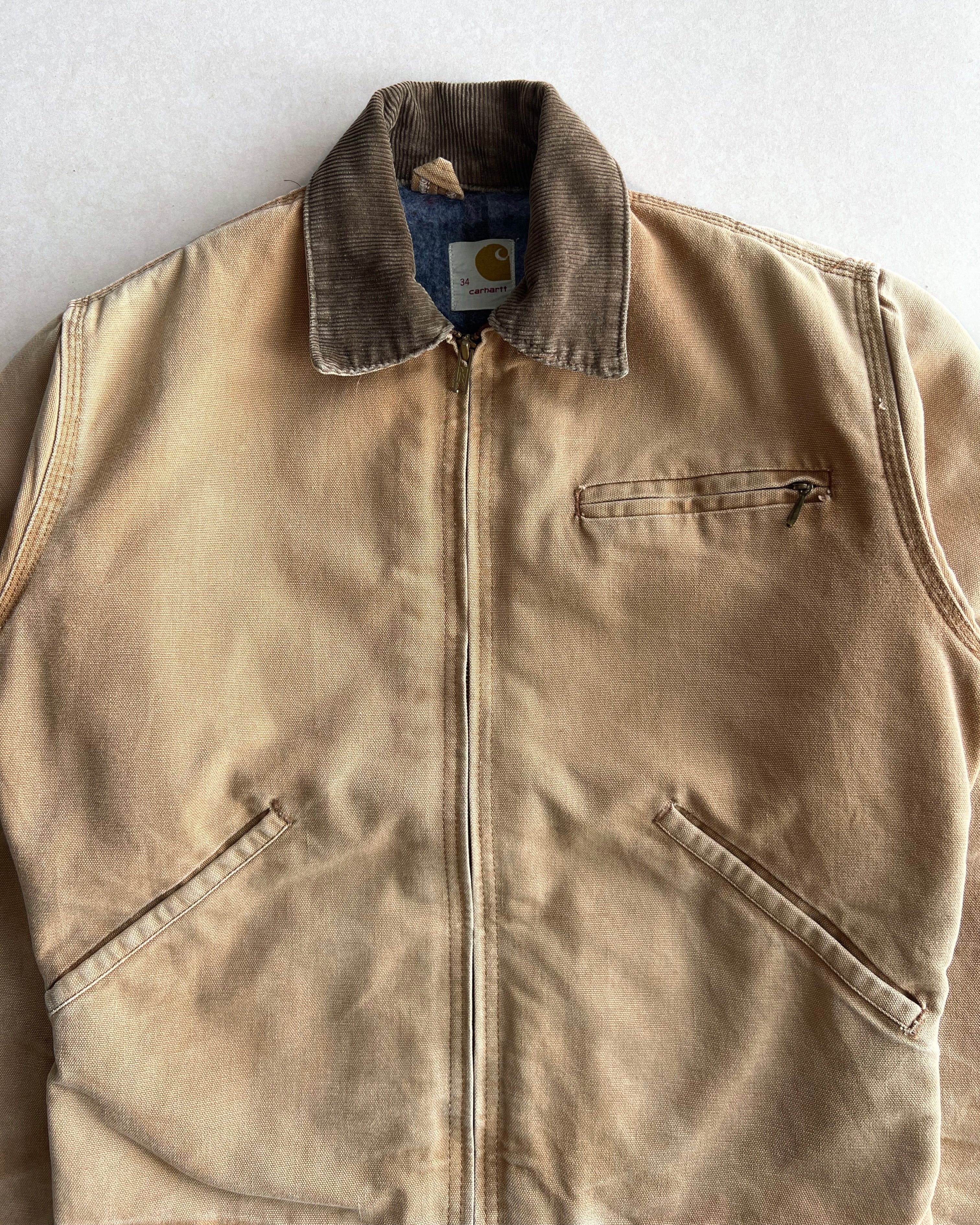 1980S FADED BROWN CARHARTT DETROIT WORK JACKET (S/M)