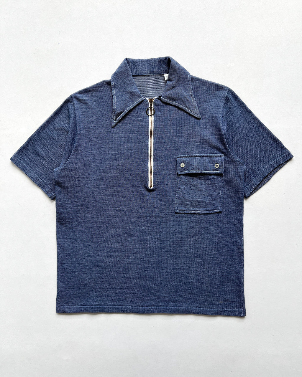 1960S HIPPIE POINT COLLAR QUARTER-ZIP SHIRT (M)