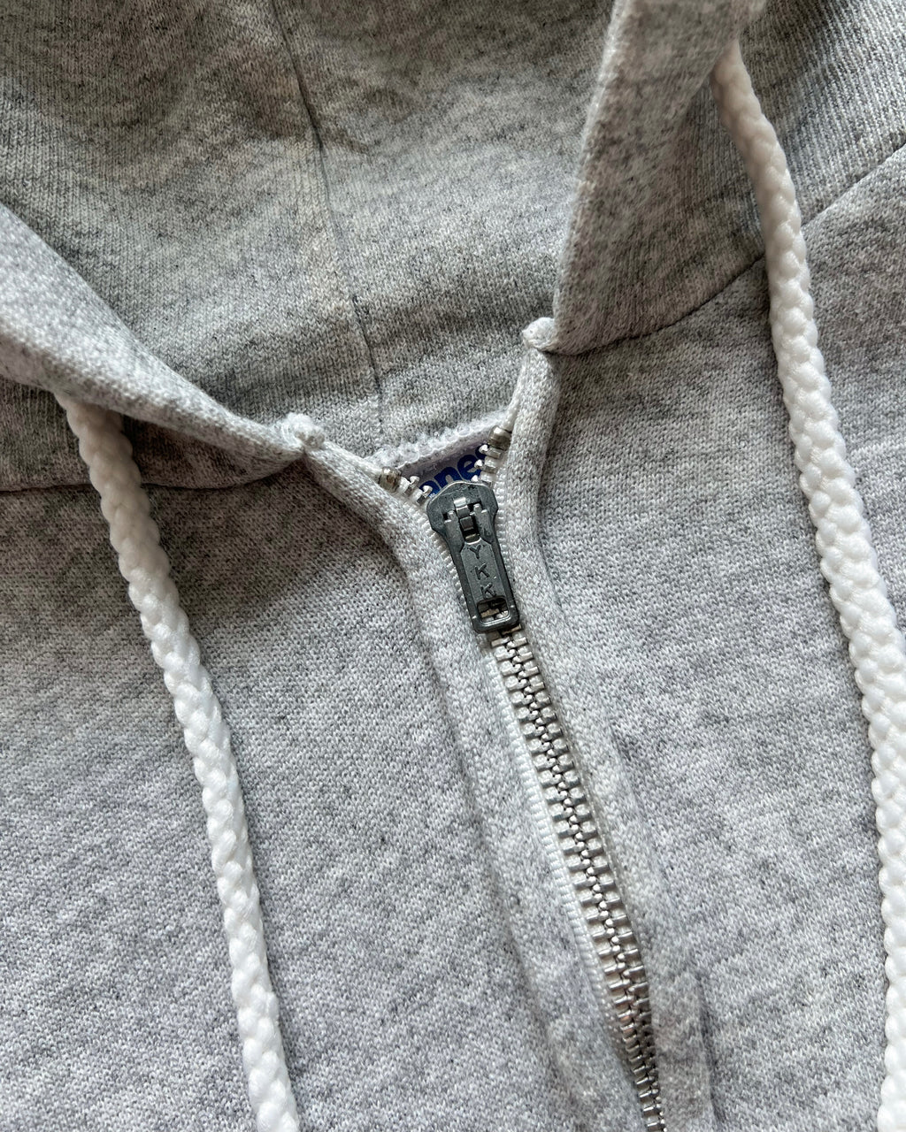 1990S HANES GREY BLANK ZIP-UP HOODIE (L)