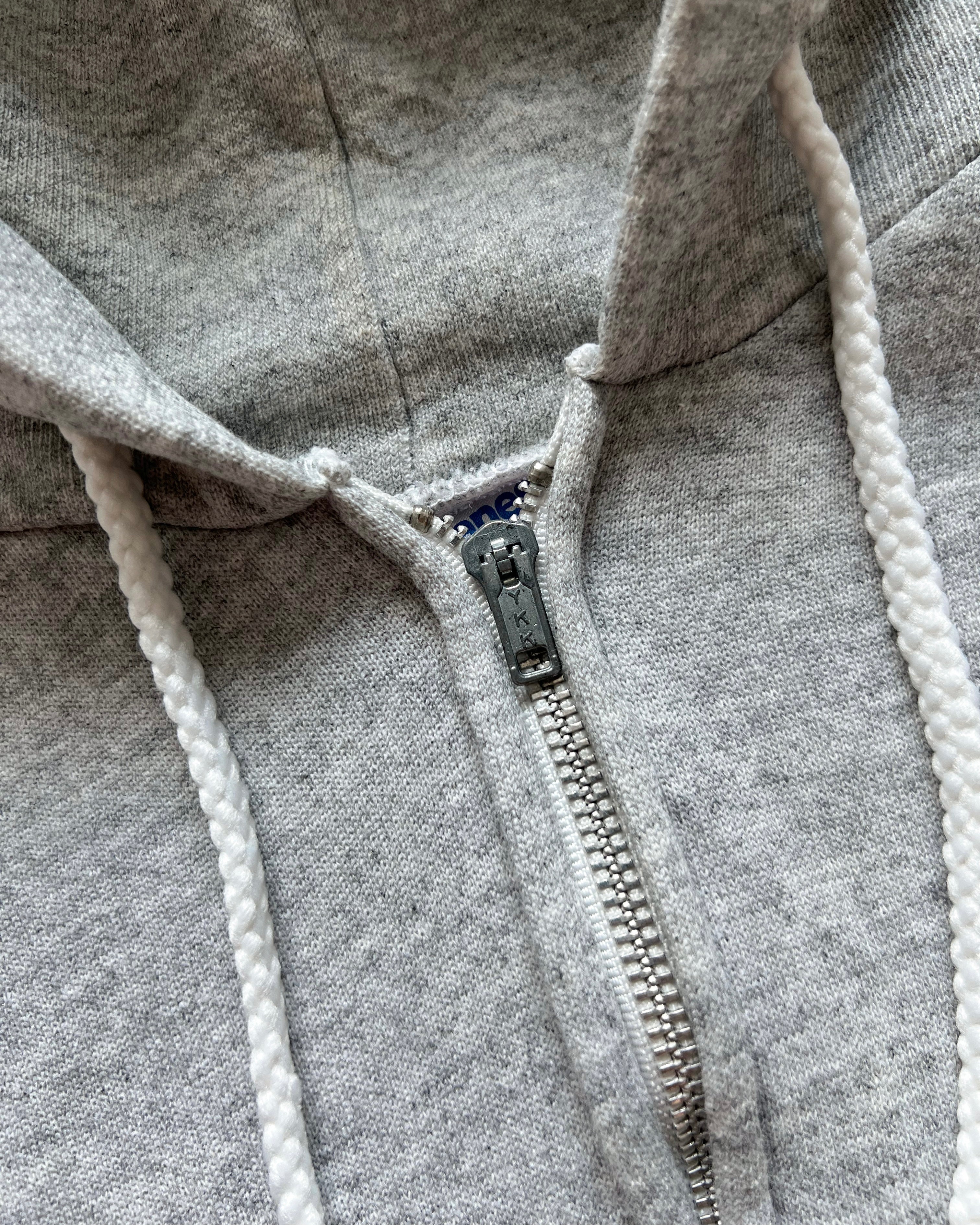 1990S HANES GREY BLANK ZIP-UP HOODIE (L)