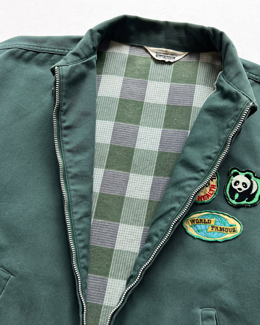 1970S KING KOLE PATCHED HARRINGTON JACKET (L)
