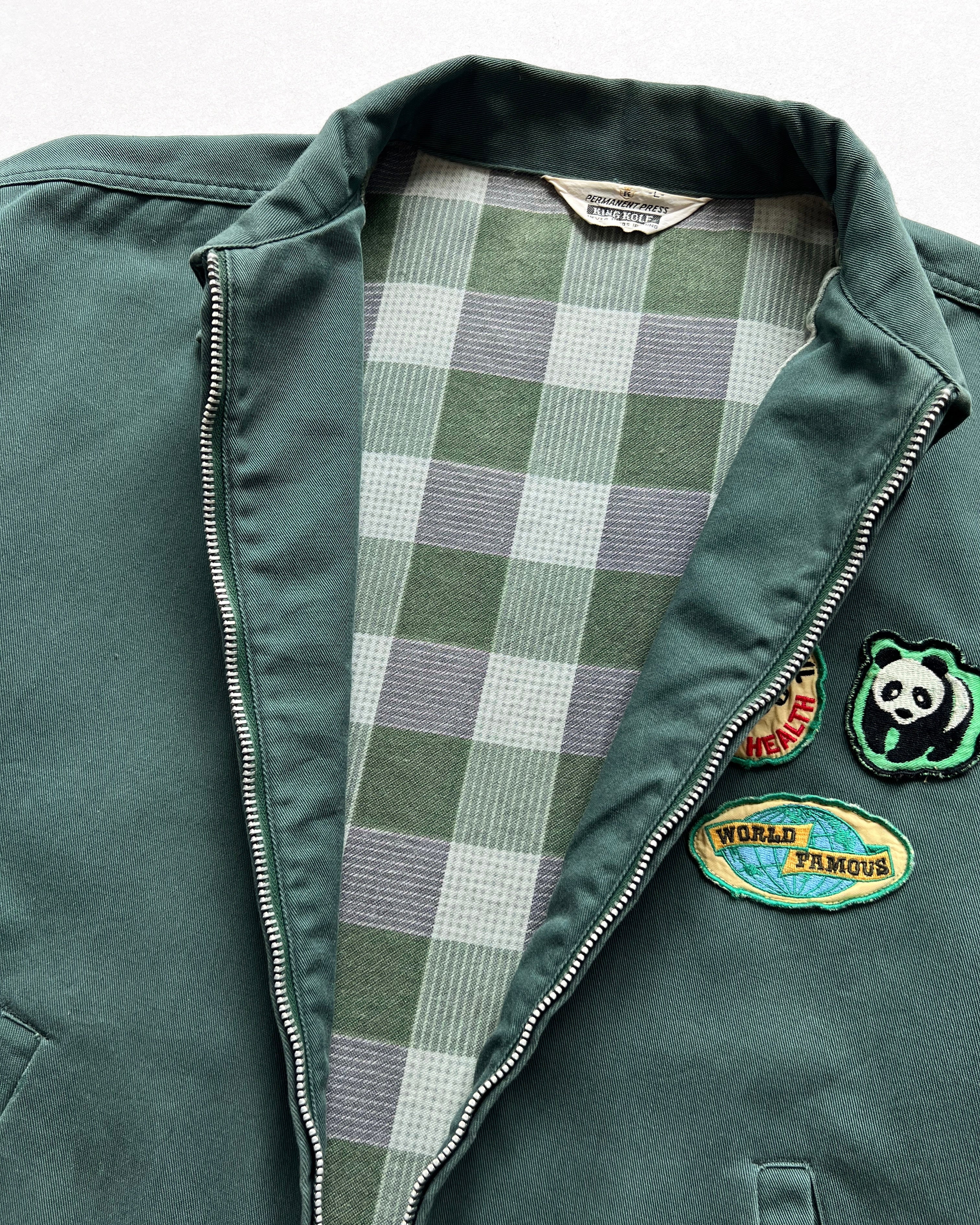 1970S KING KOLE PATCHED HARRINGTON JACKET (L)