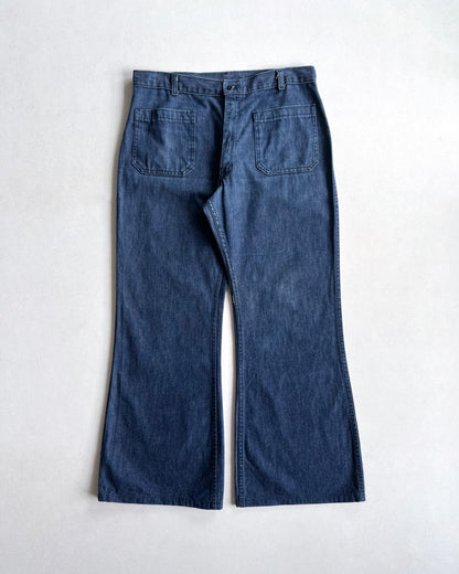 1980S NAVDUNGAREE US NAVY SAILOR DENIM BOOTCUT PANTS (34)