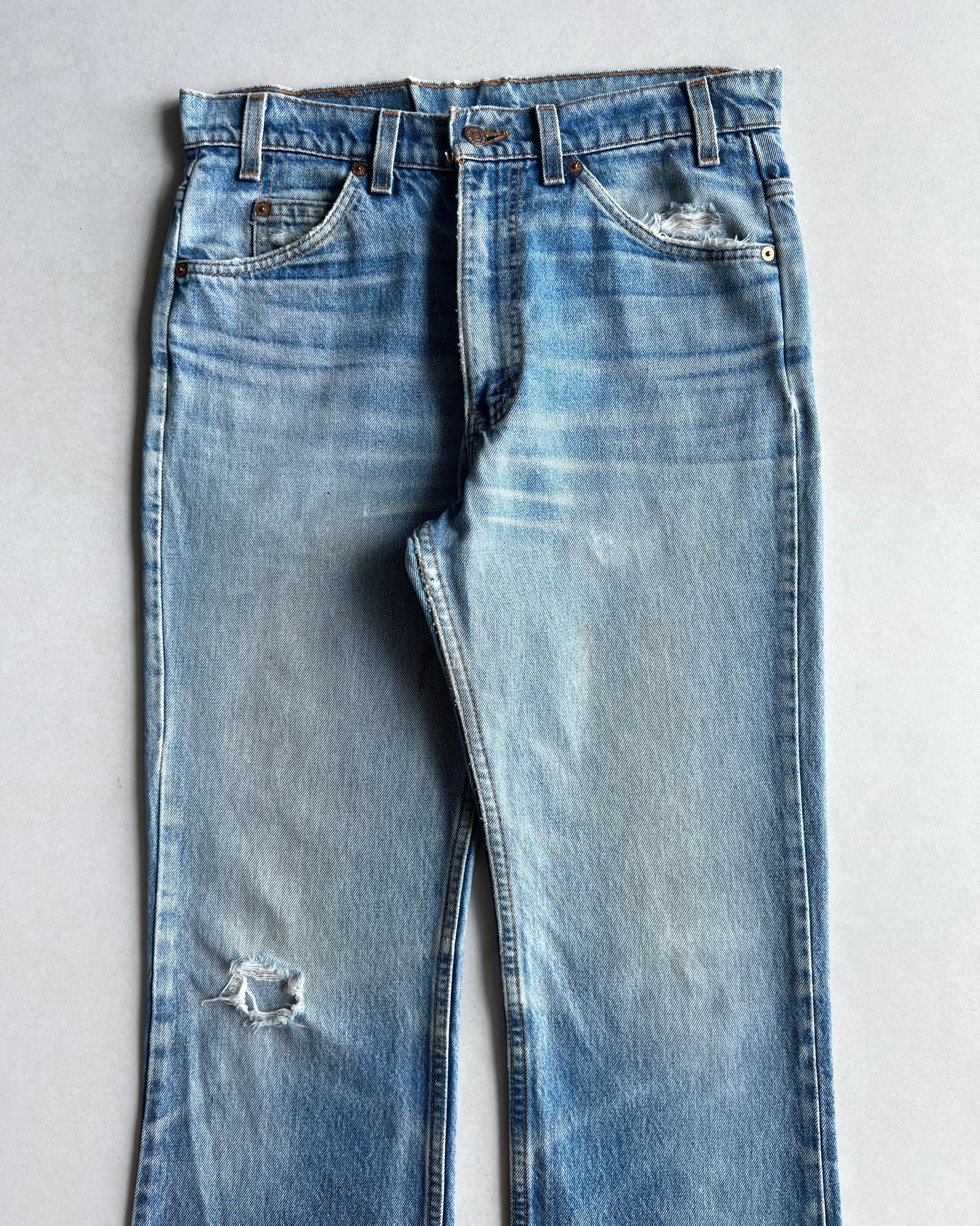 1990S FADED WASHED LEVI'S 517 FLARE JEANS (33X34)