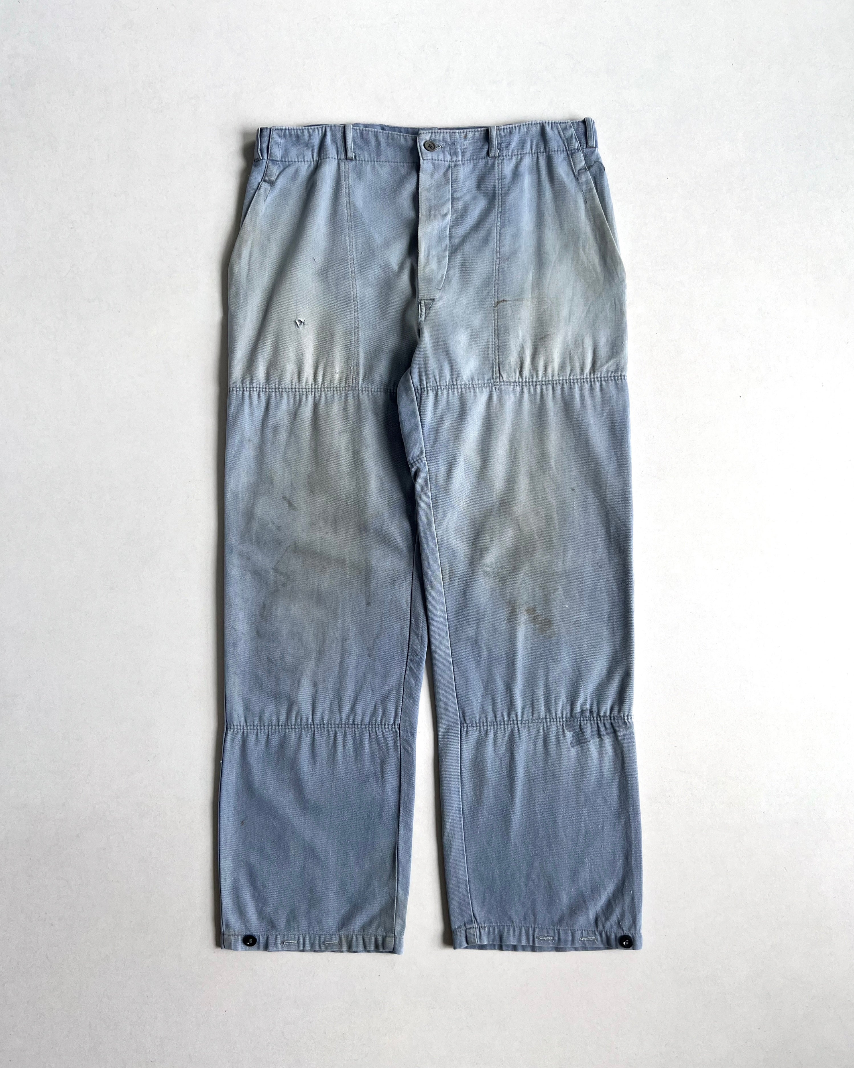 1970S FADED FRENCH DOUBLE KNEE WORK TROUSERS (30-35)