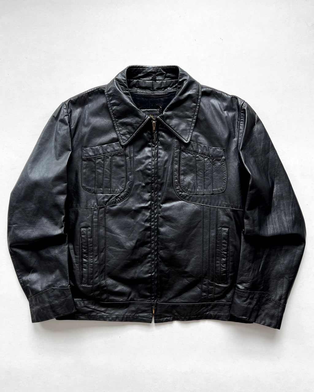 1970S COOPER MULTI-POCKETS LEATHER JACKET (XL)