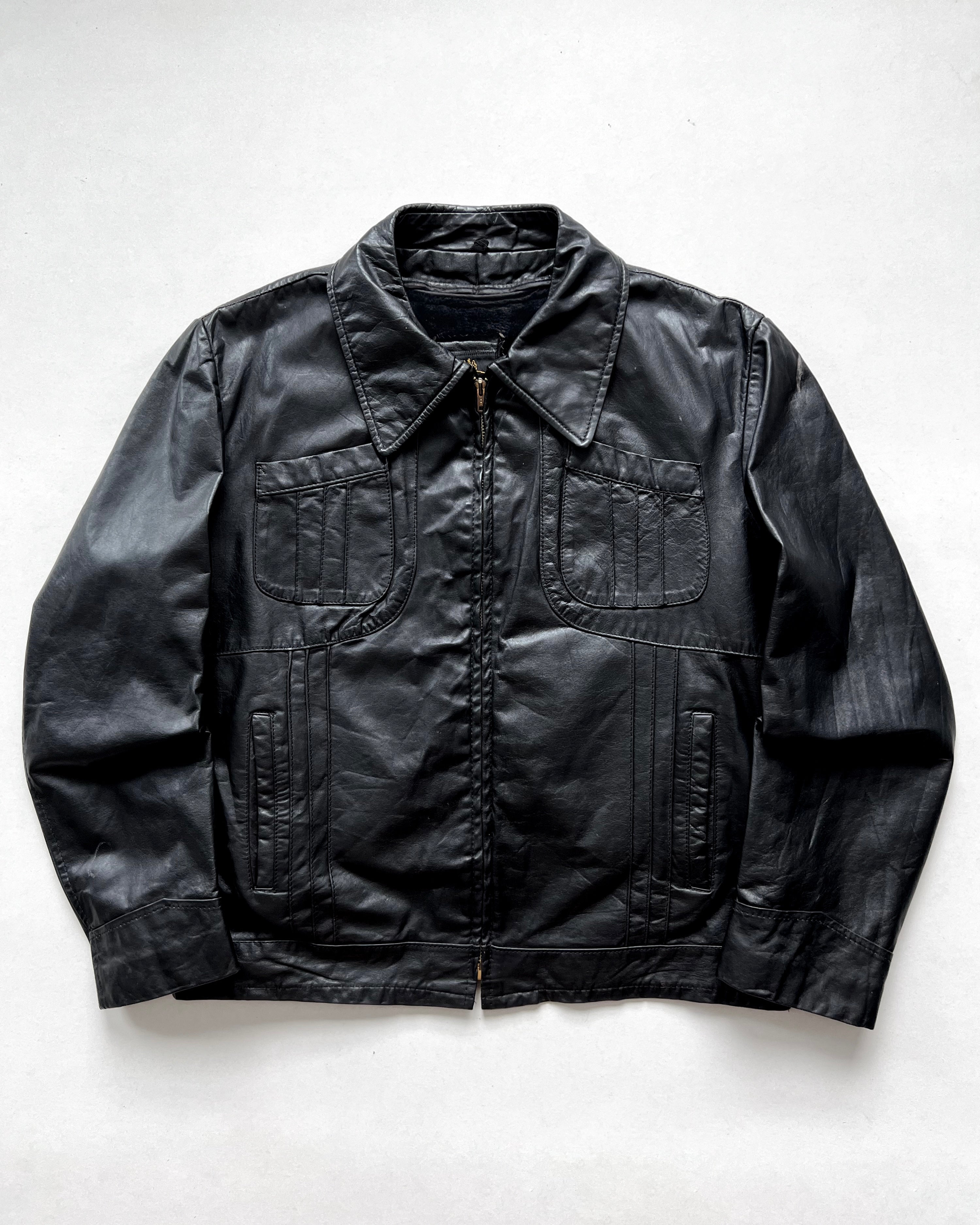 1970S COOPER MULTI-POCKETS LEATHER JACKET (XL)