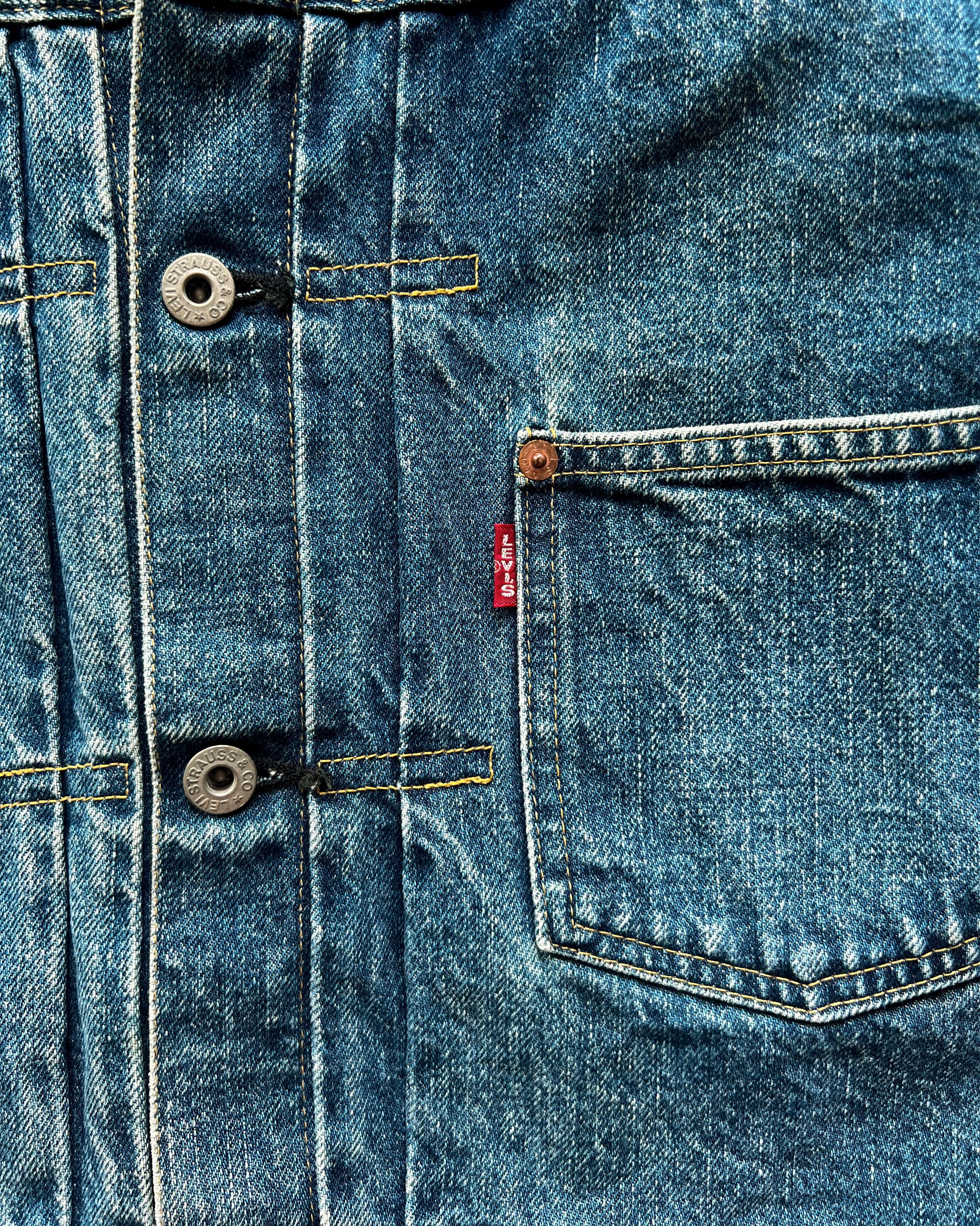 1990S FADED LEVI'S BIG E TYPE I SELVEDGE DENIM JACKET (M)