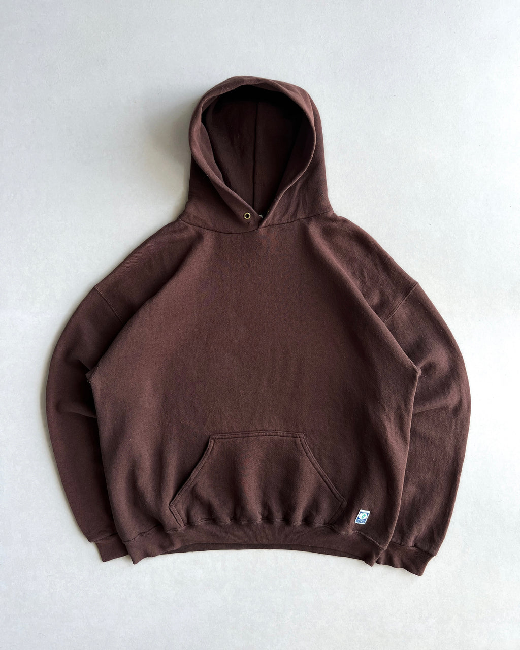 1990S BROWN BLANK DISCUS ATHLETIC HOODIE (L)