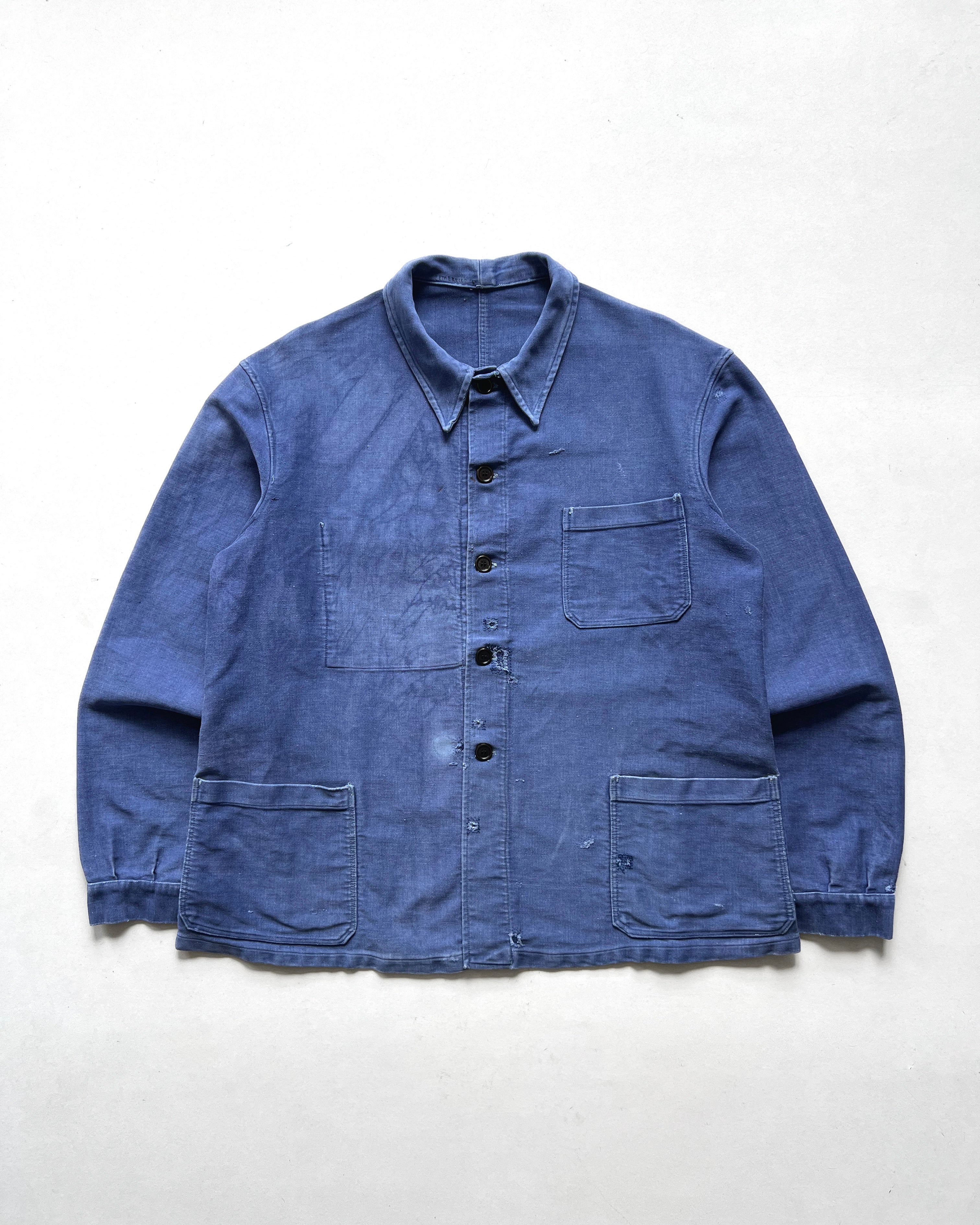 1950S FRENCH INDIGO MOLESKIN WORK JACKET (L)