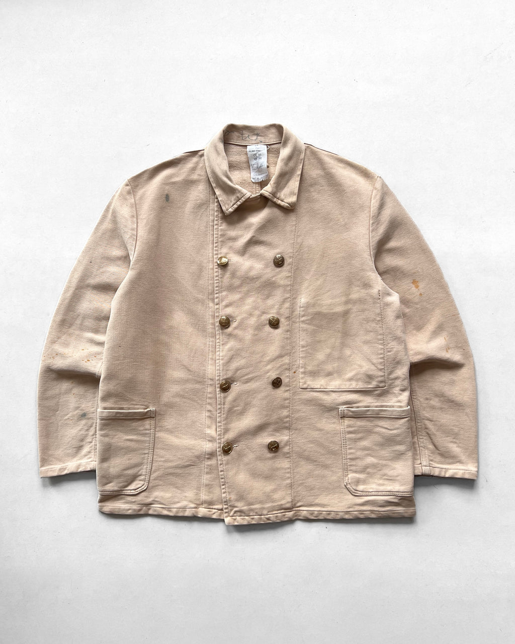 1970S GERMAN MOLESKIN DOUBLE BREASTED WORK JACKET (L)