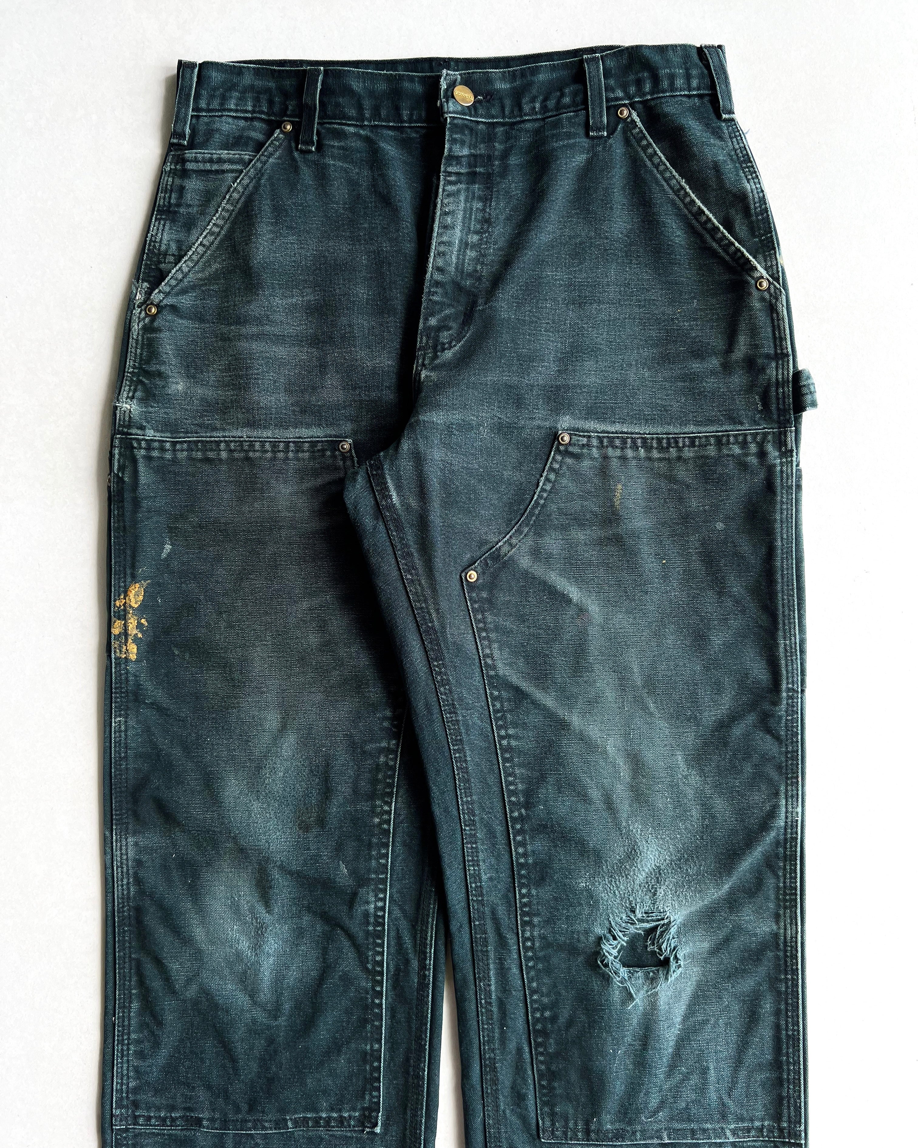 FADED BLACK CARHARTT DOUBLE KNEE PANTS (33X30)