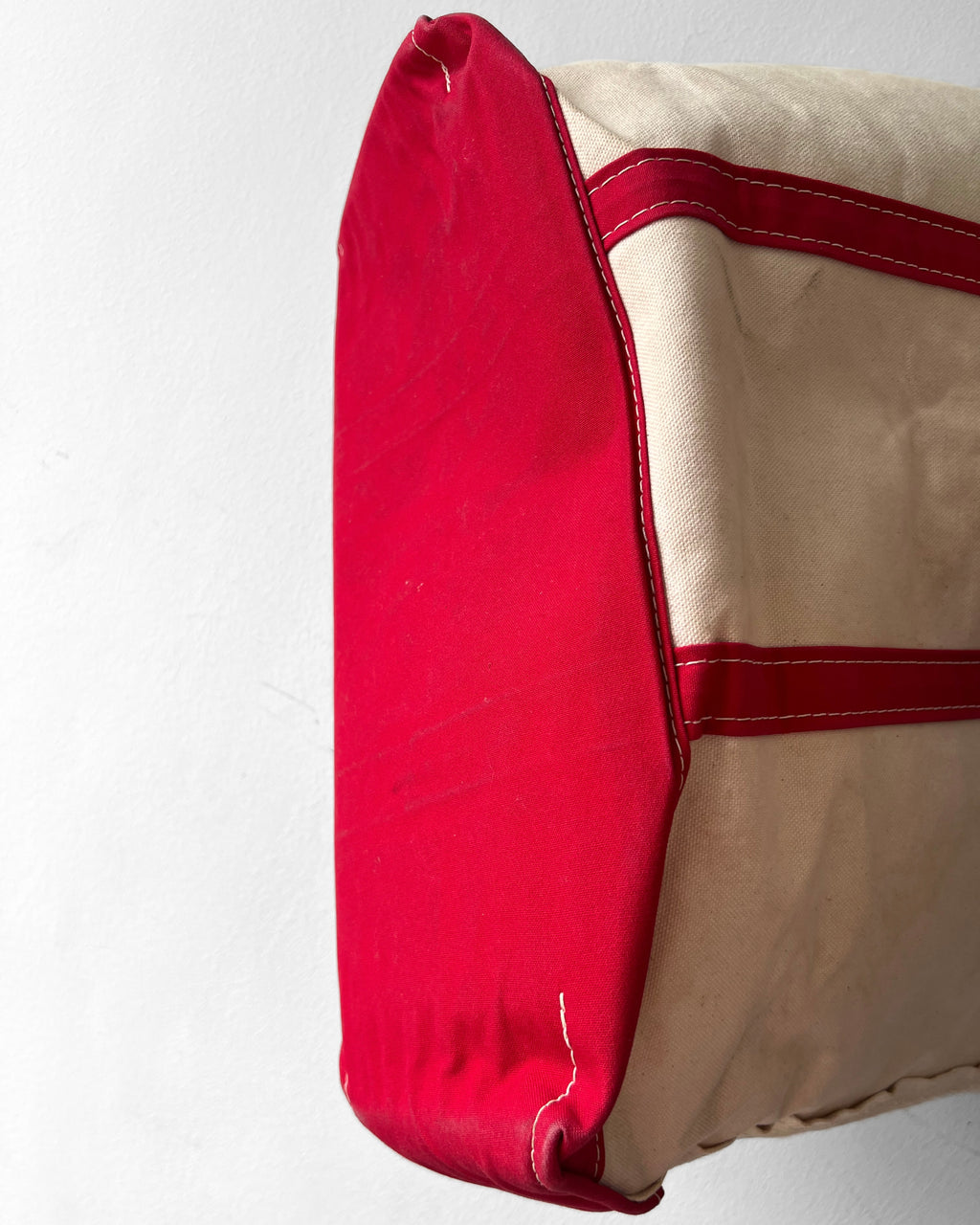 1990S L.L BEAN WHITE/RED CANVAS TOTE BAG (XL)