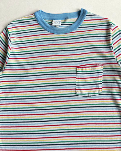 1970S JC PENNEY STRIPES RINGER SINGLE STITCH TEE (L)