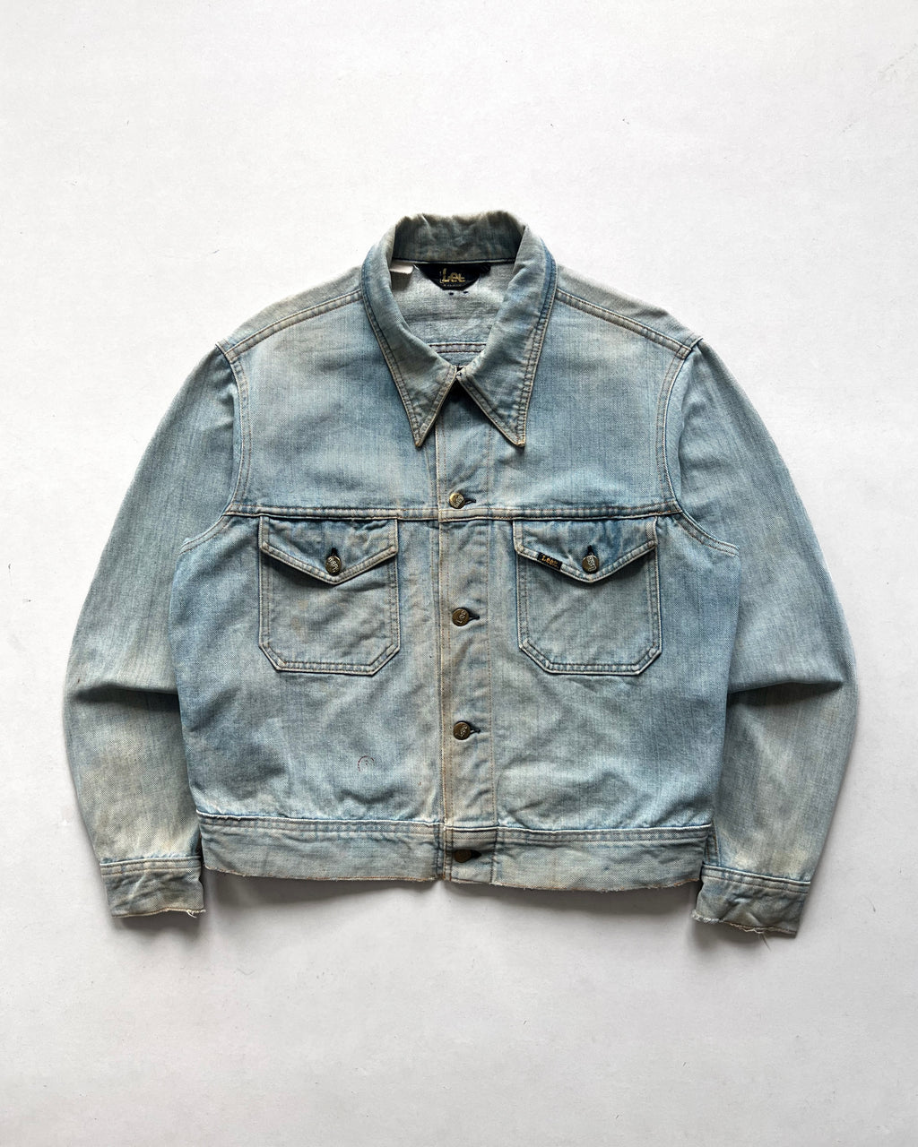 1970S FADED LEE DOUBLE POCKET DENIM JACKET (L)