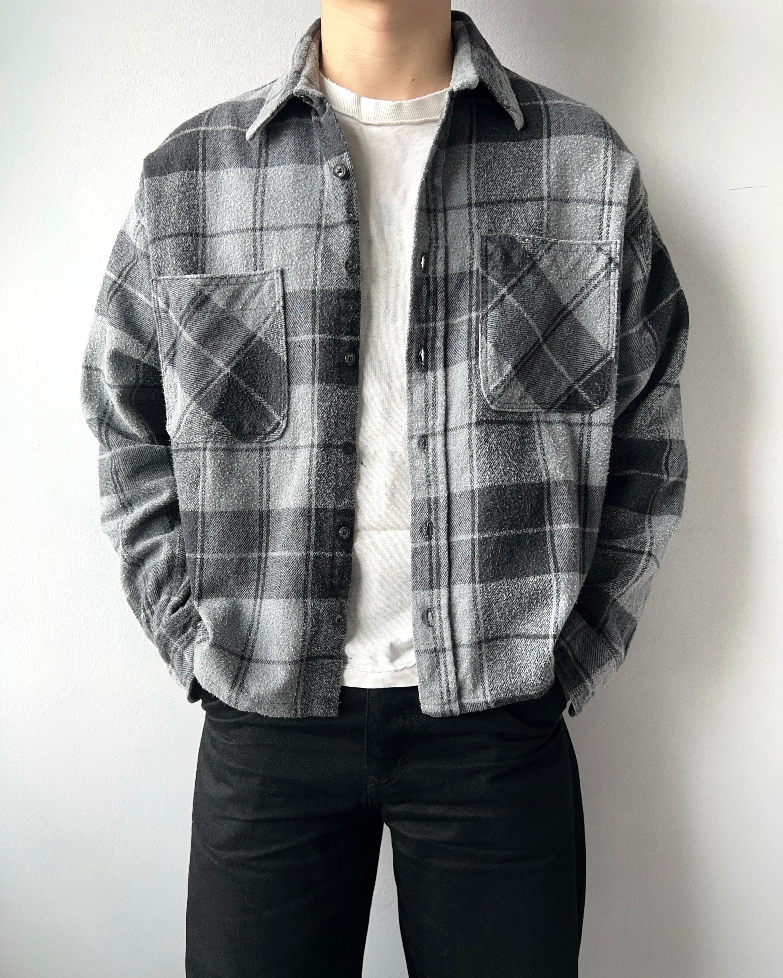 1980S BIG MAC ST. JOHN'S GREY PLAID FLANNEL (XL)