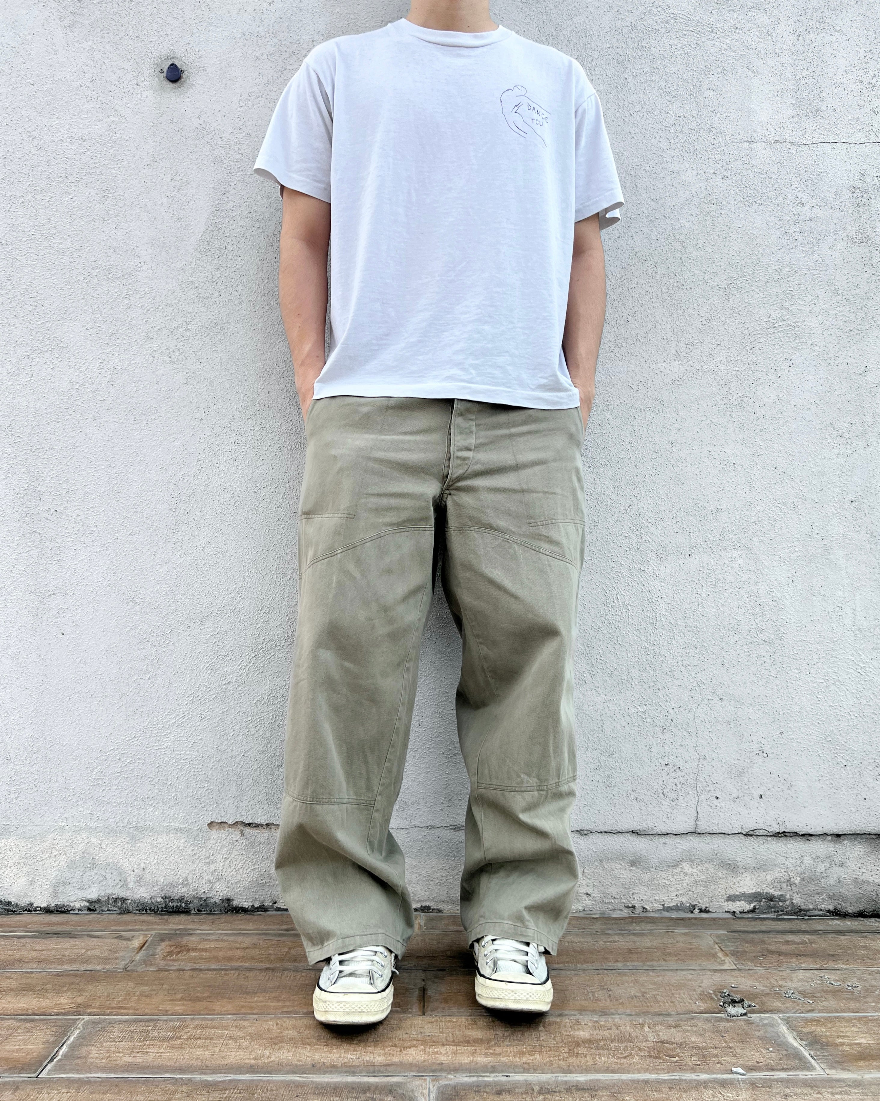 1950S FRENCH DOUBLE KNEE WORK PANTS (33)