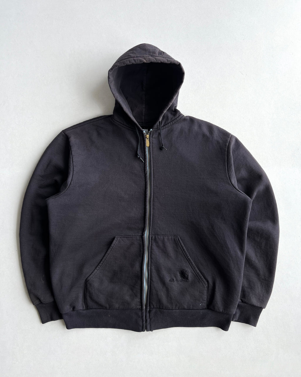 1990S FADED BLACK CARHARTT HEAVYWEIGHT ZIP-UP HOODIE (L/XL)
