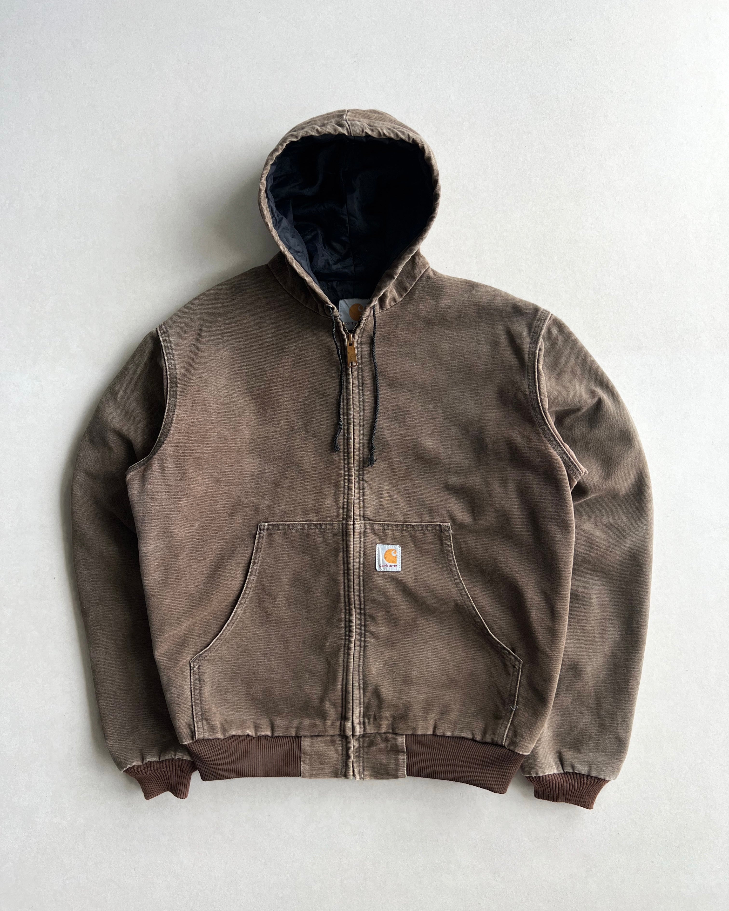 BROWN CARHARTT HOODED WORK JACKET (M/L)