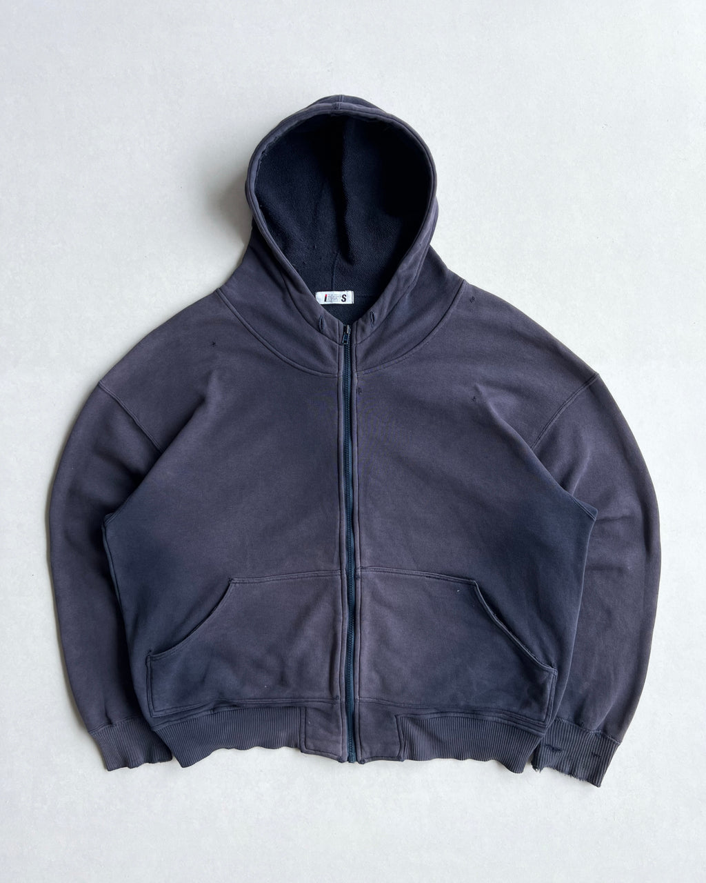 1980S FADED TWO-TONE ISSEY MIYAKE ZIP-UP HOODIE (M)