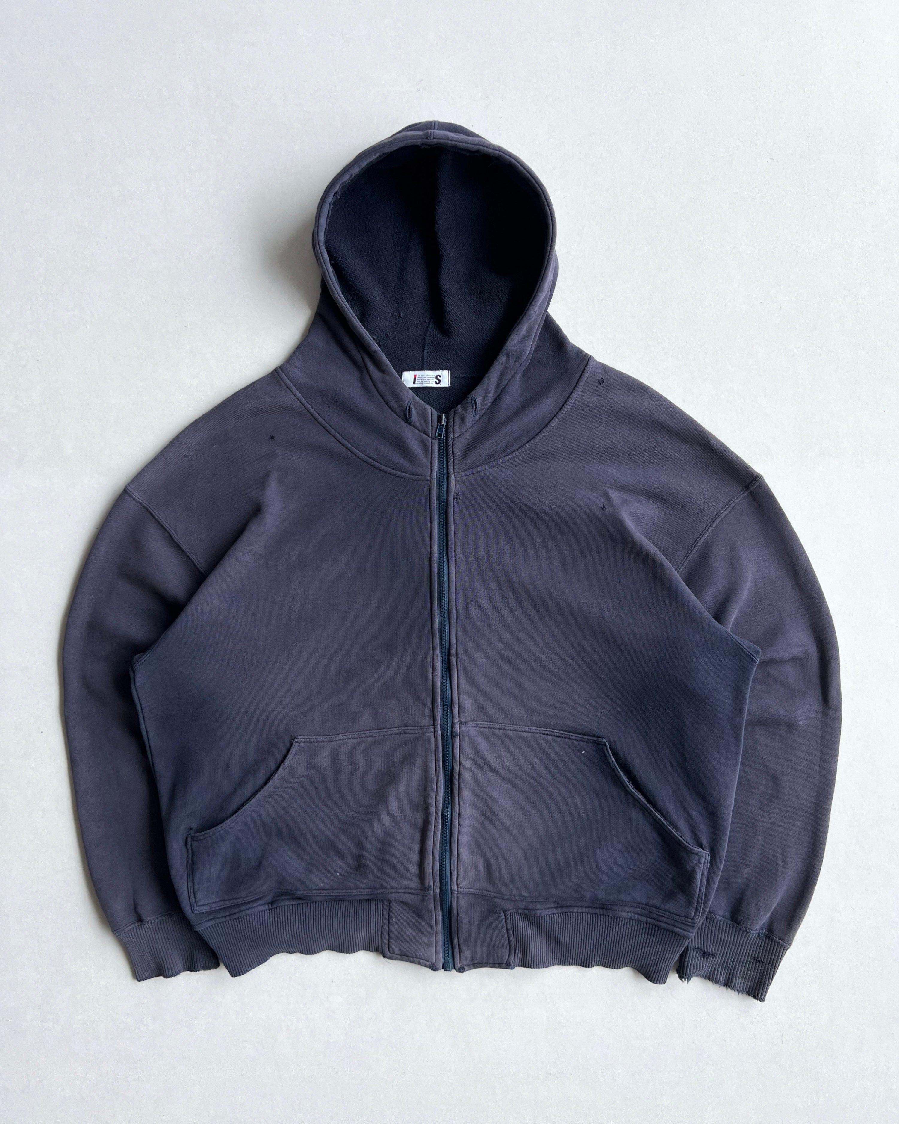 1980S FADED TWO-TONE ISSEY MIYAKE ZIP-UP HOODIE (M)