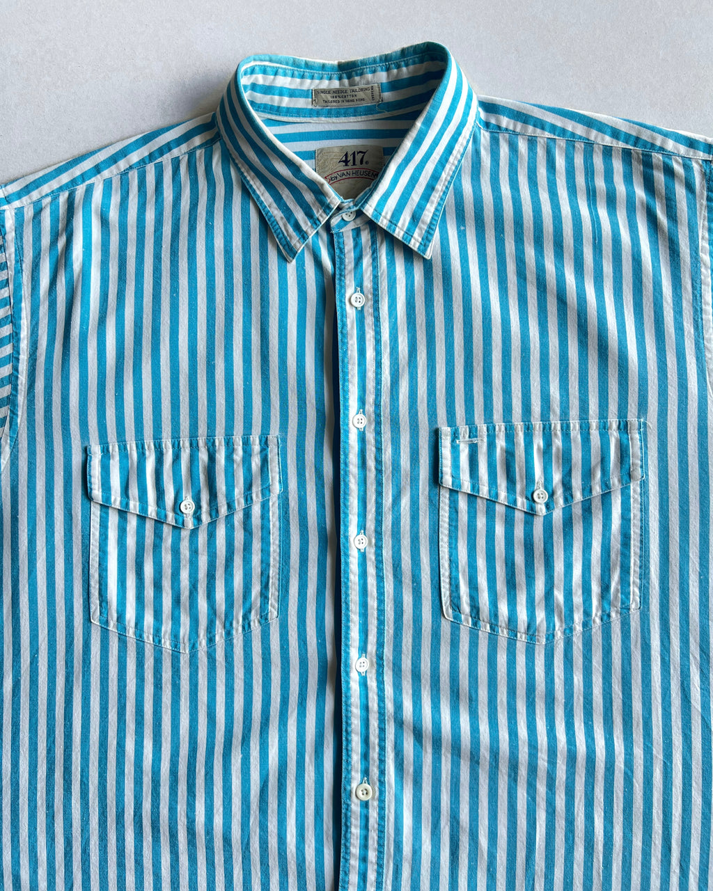 1980S VAN HEUSEN STRIPES CROPPED SHIRT (L)