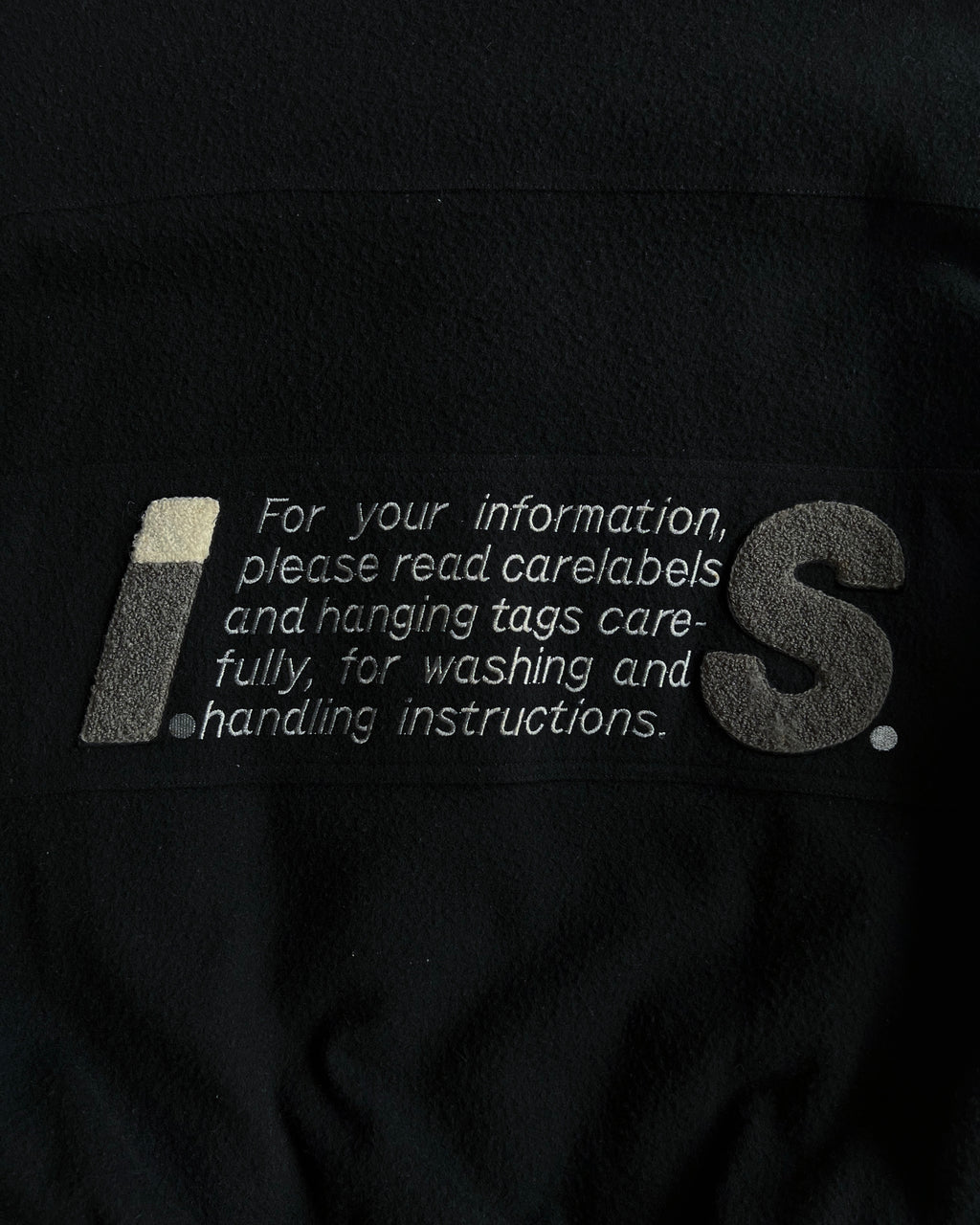 1980S ISSEY MIYAKE SPORT BLACK LEATHER SLEEVE VARSITY JACKET (M)