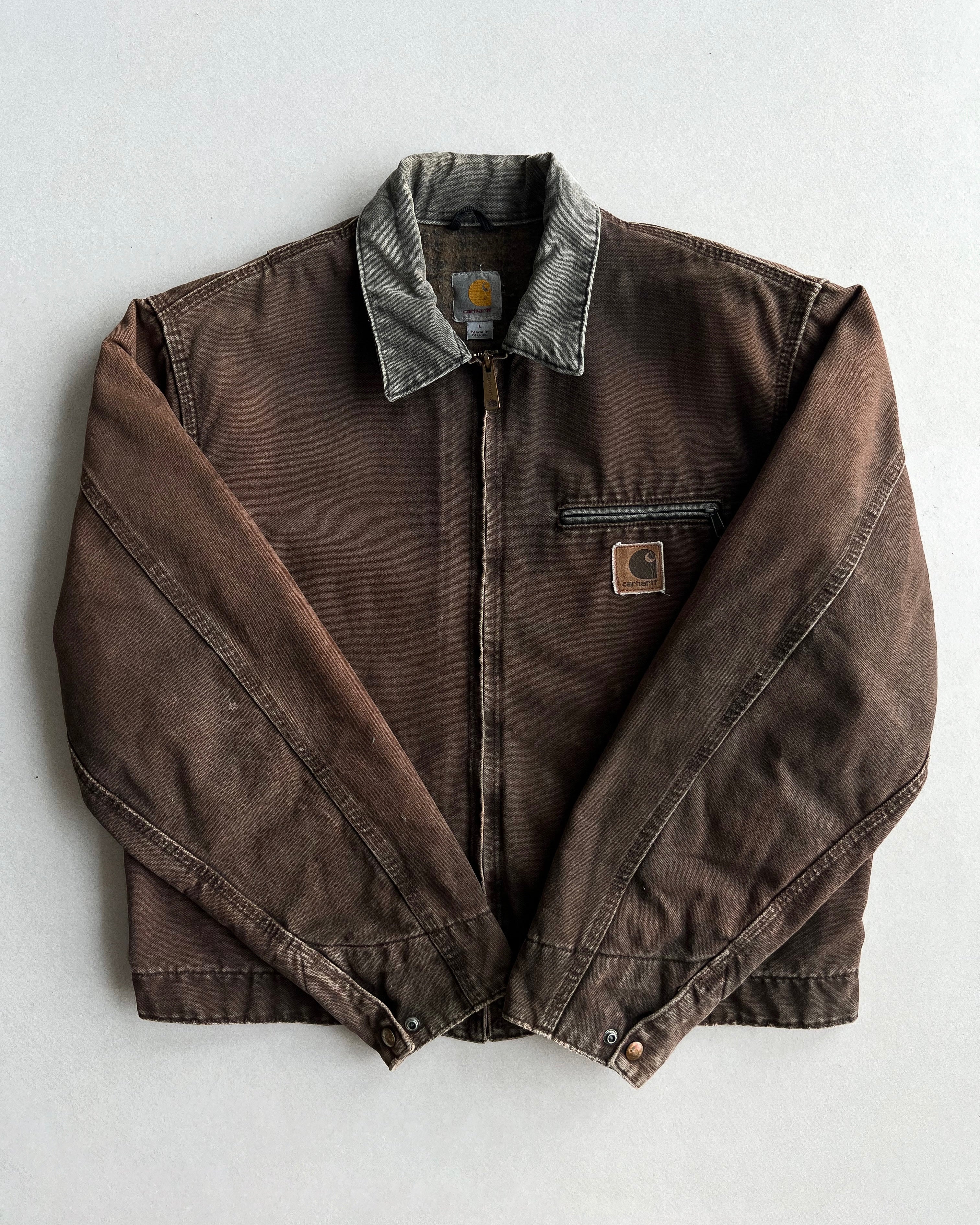 FADED CHOCOLATE CARHARTT DETROIT WORK JACKET (L)