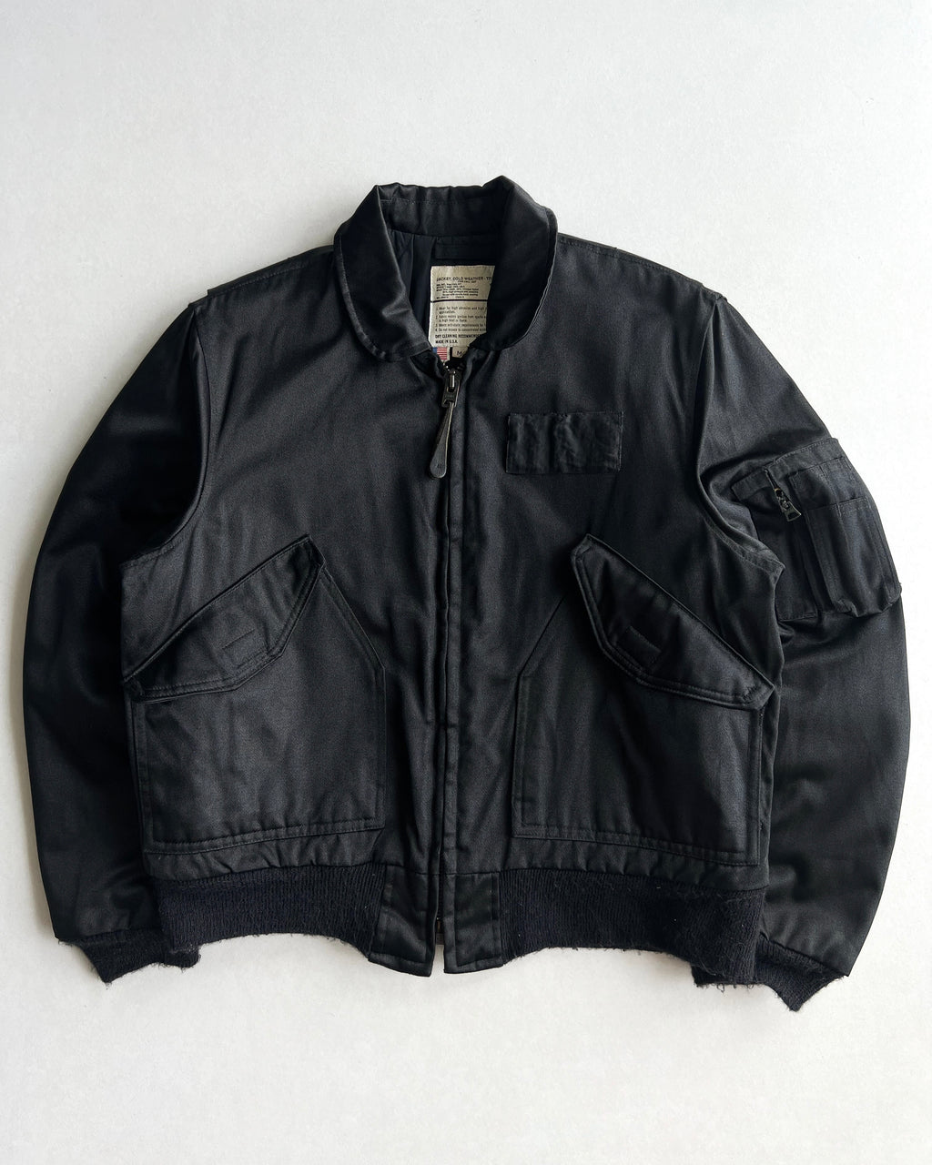 1980S BLACK COATED CWU-55/P BOMBER JACKET (M)