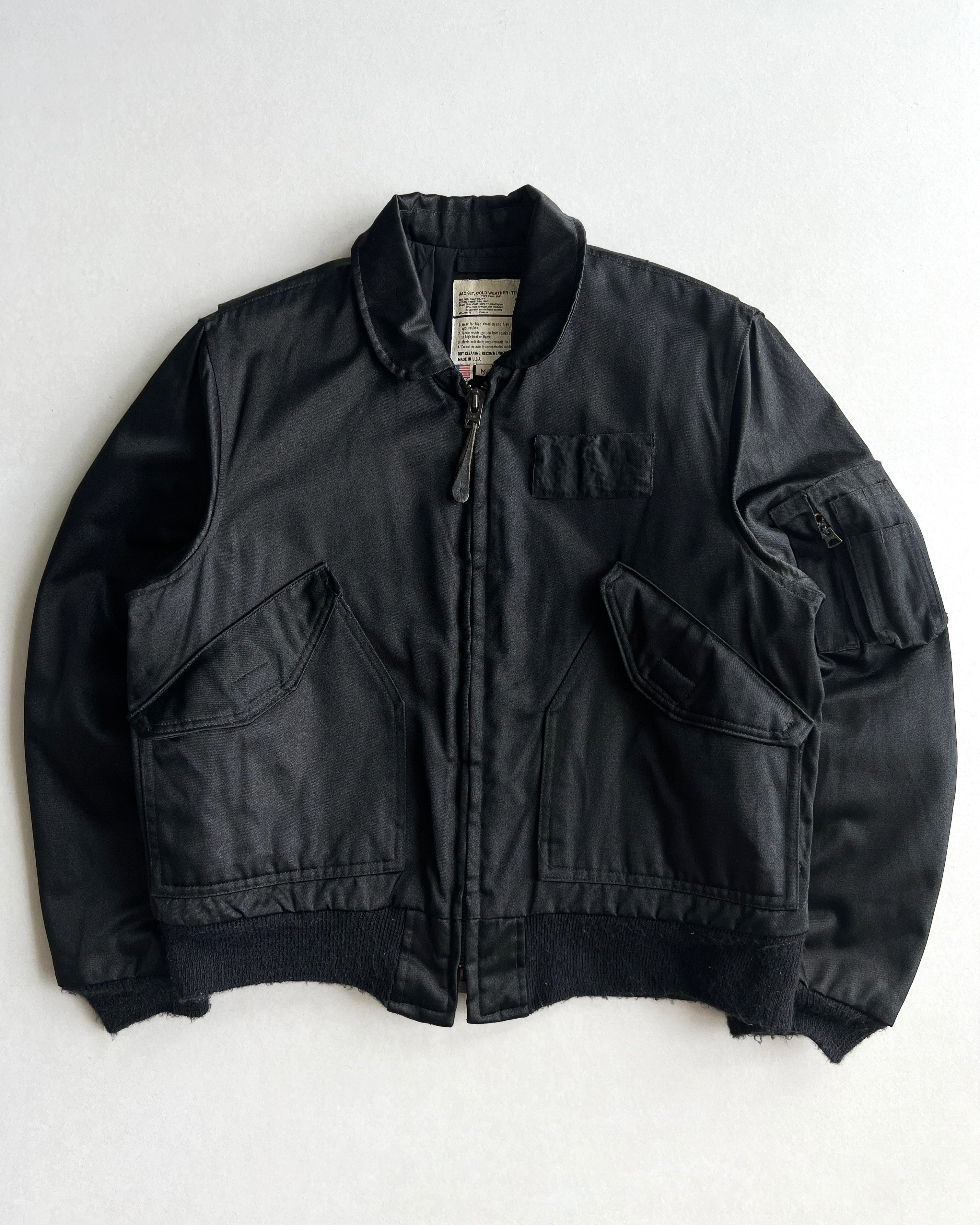 1980S BLACK COATED CWU-55/P BOMBER JACKET (M)