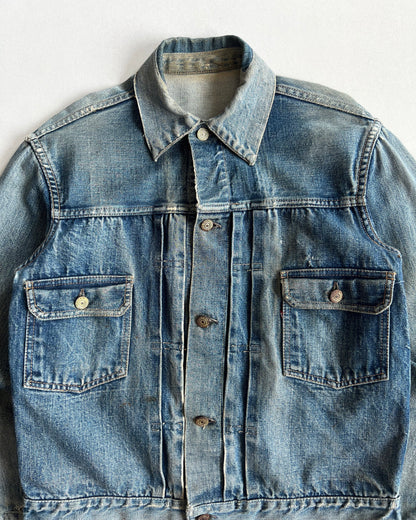 1950S FADED LEVI'S 507XX BIG E TYPE II DENIM JACKET (M)