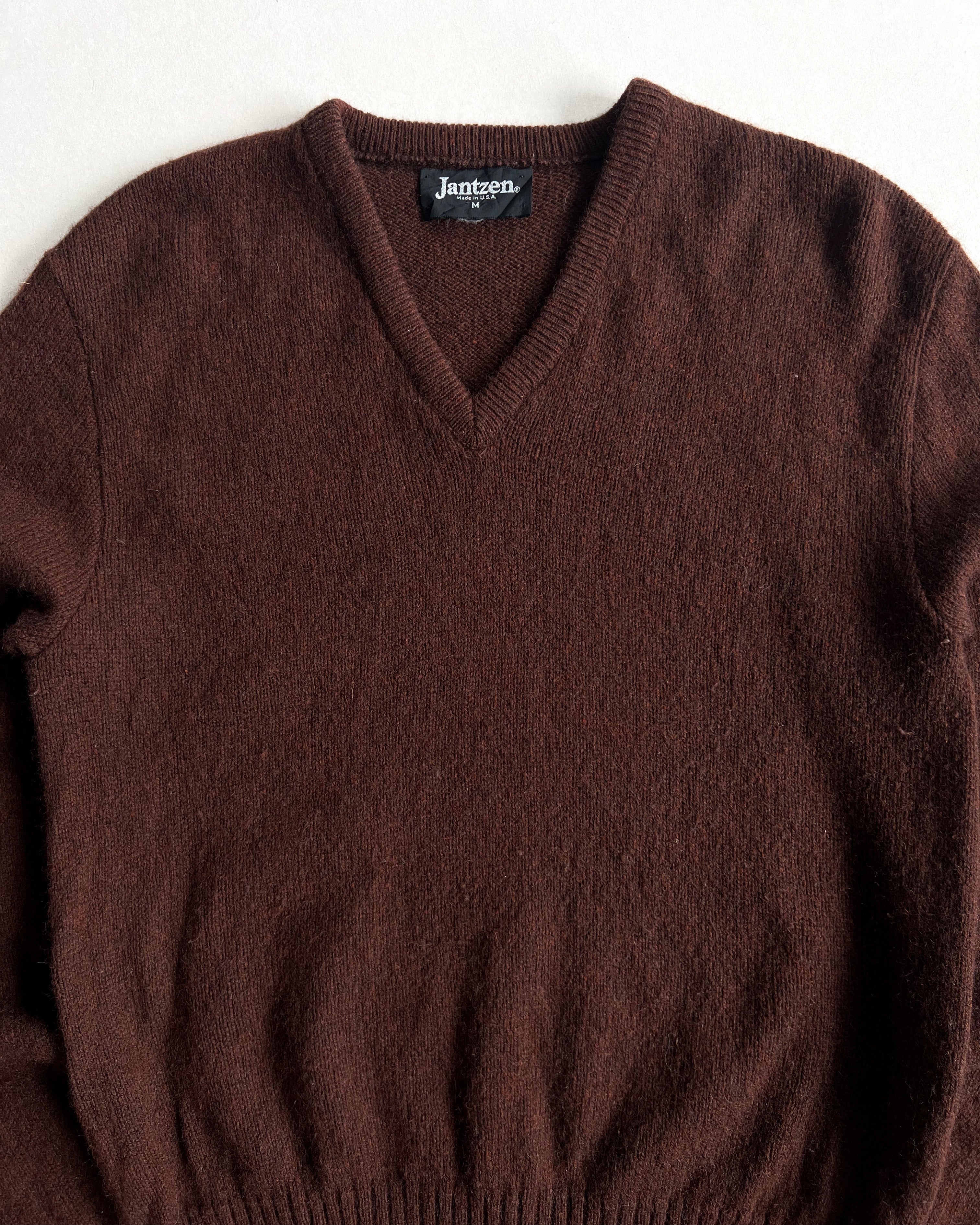 1970S JANTZEN BROWN KNIT SWEATER (M)