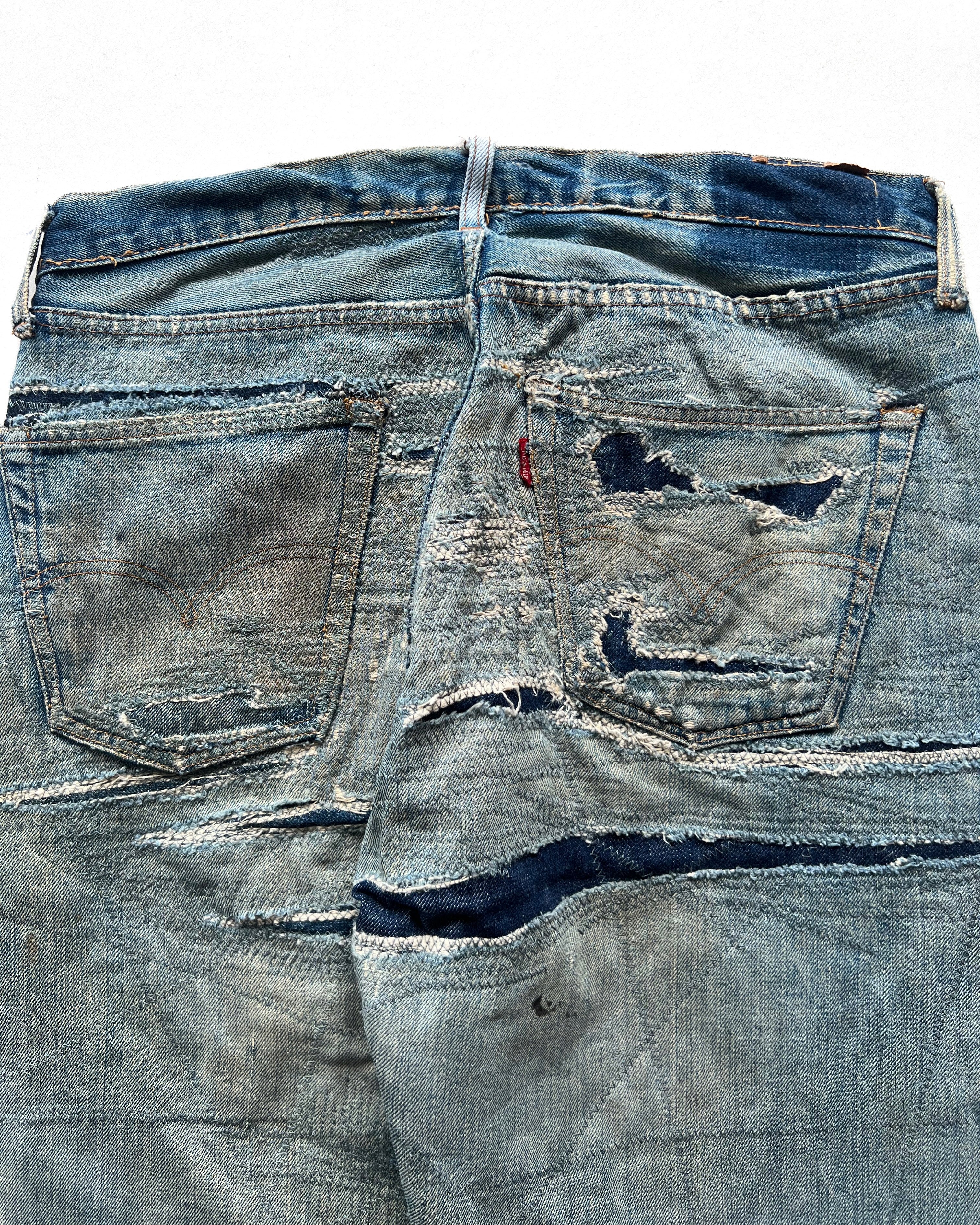 1970S LEVI'S 501 BIG E REPAIRED SELVEDGE JEANS (35)