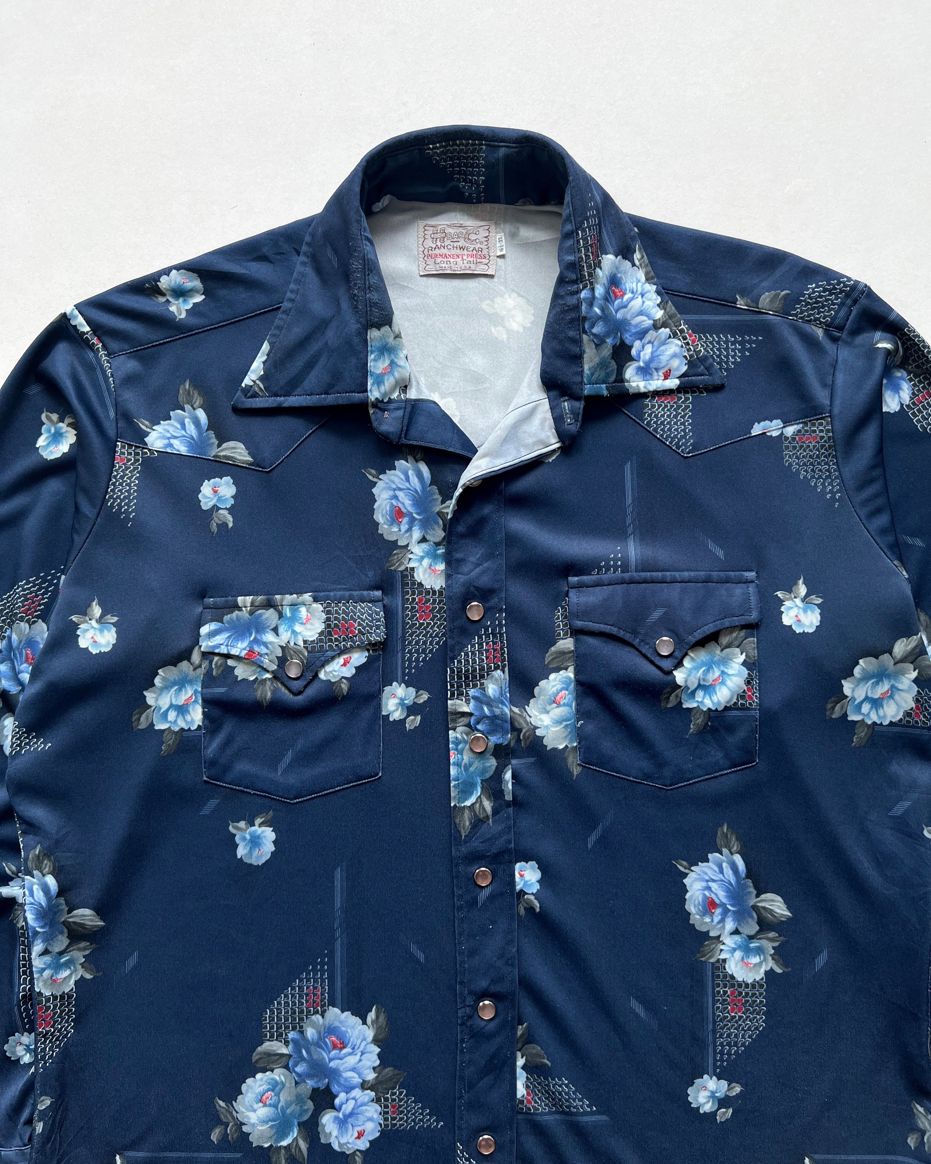 1960S H BAR C RANCHWEAR FLORAL SHIRT (L)