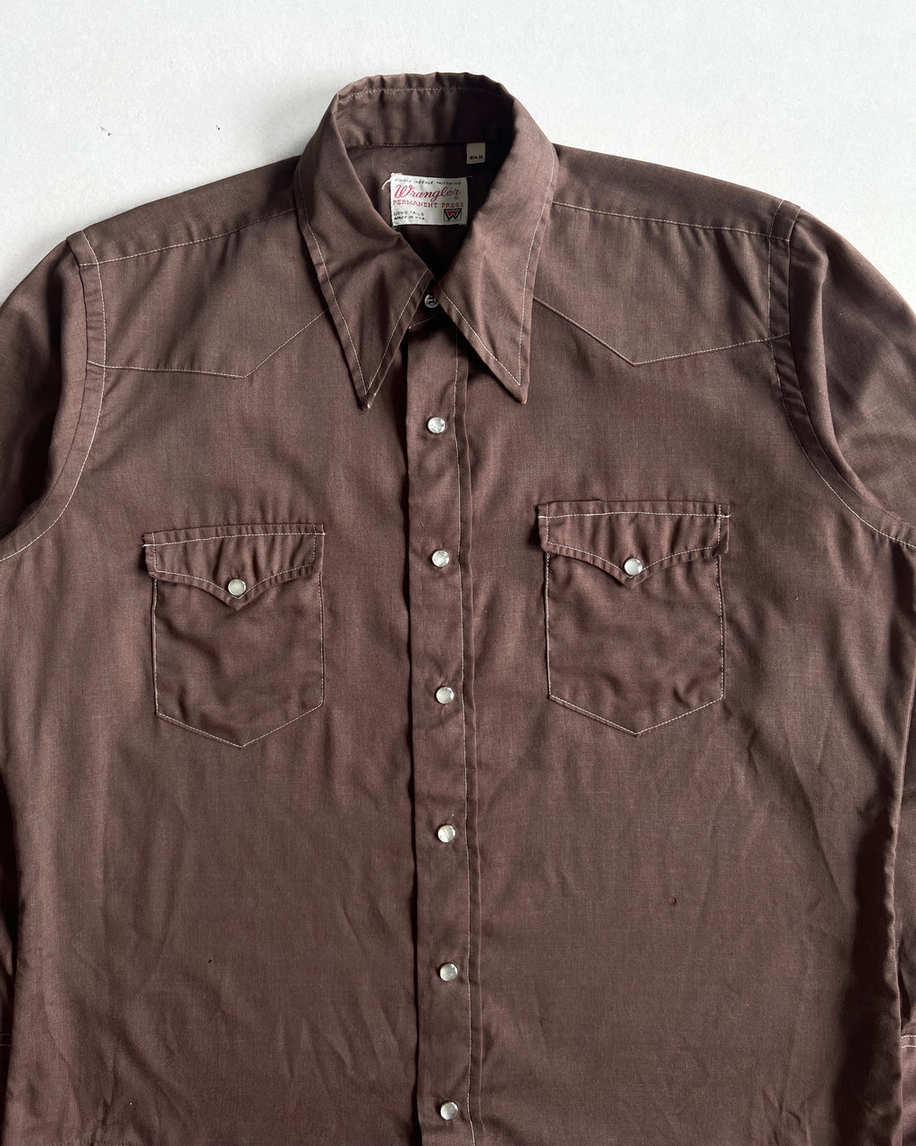 1970S WRANGLER BROWN WESTERN SHIRT (L)