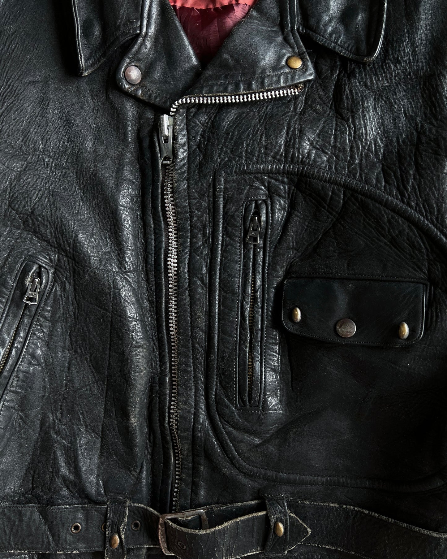 1950S HERCULES SEARS 'D' POCKET HORSEHIDE LEATHER BIKER JACKET (L)