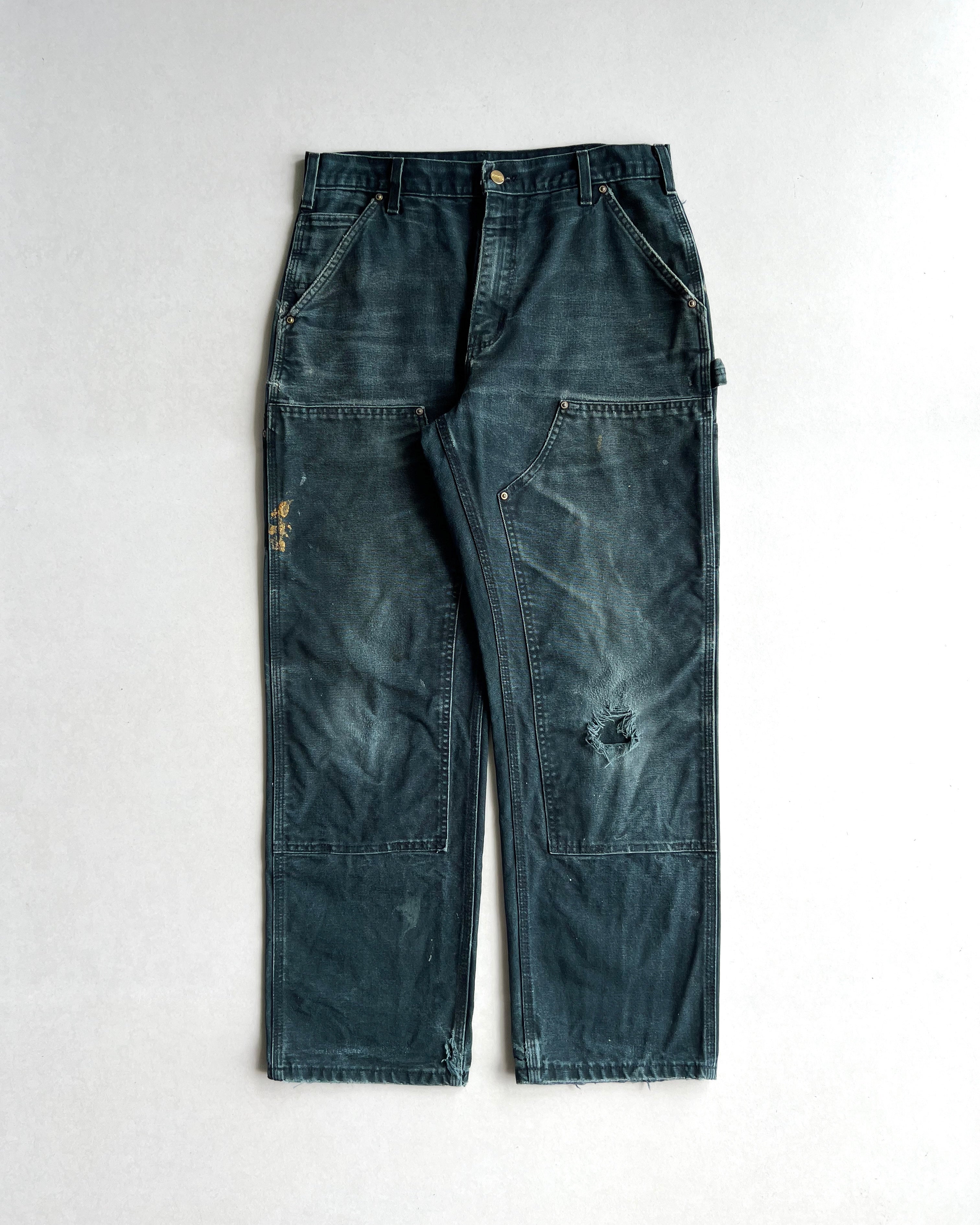 FADED BLACK CARHARTT DOUBLE KNEE PANTS (33X30)