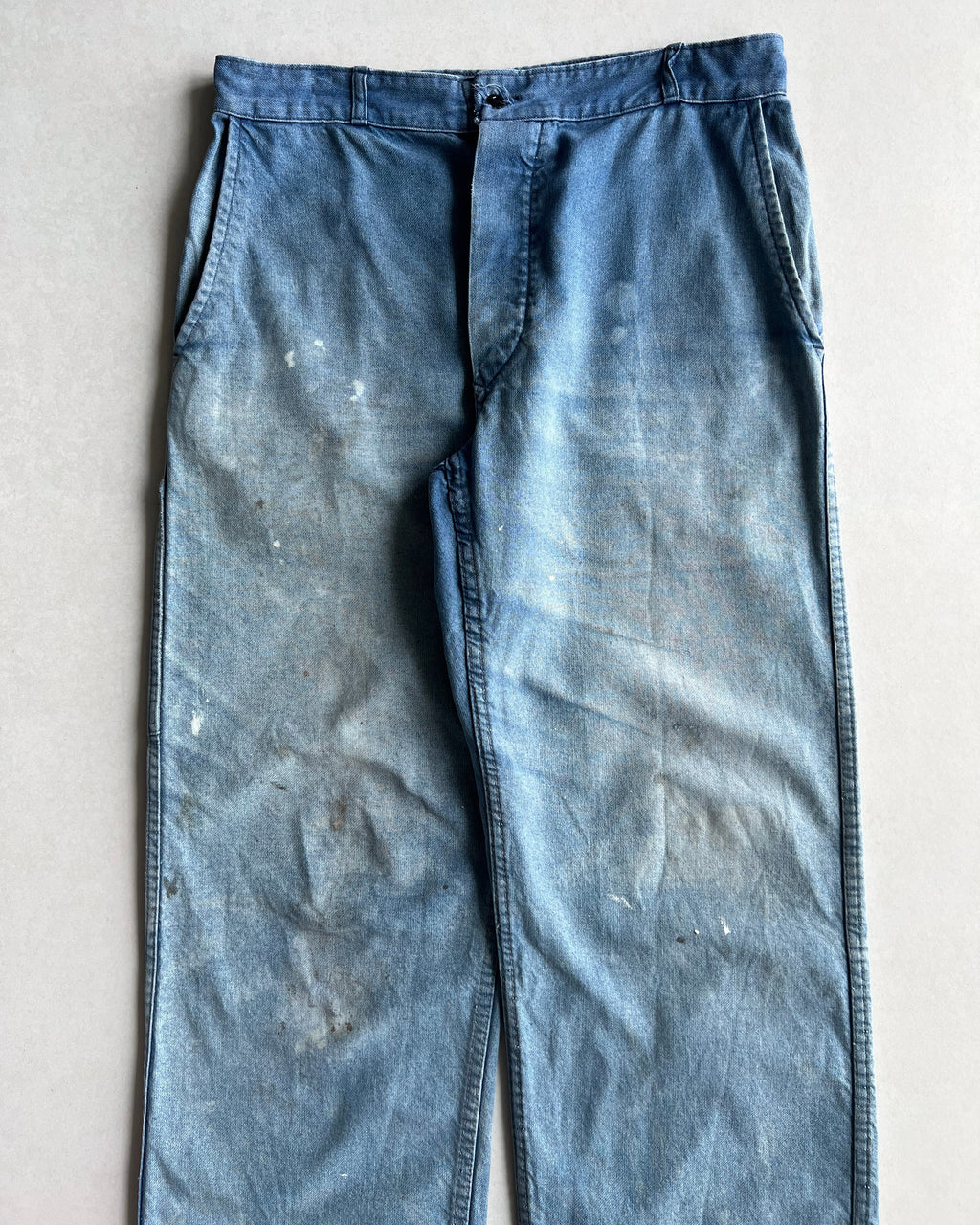 1970S SUN FADED FRENCH WORK CARPENTER PANTS (33X32)