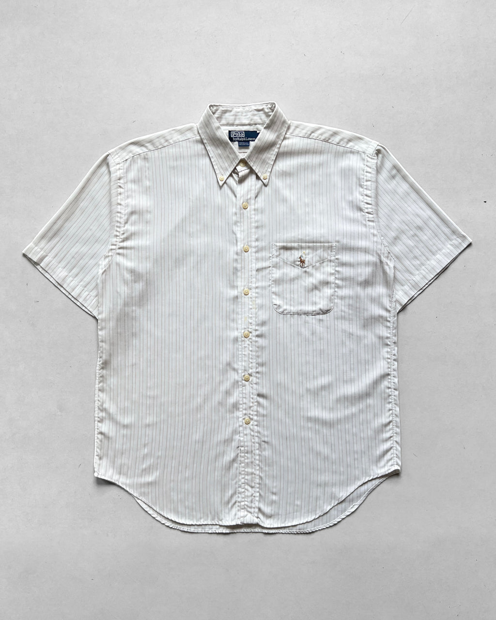 1990S RALPH LAUREN STRIPES SHORT-SLEEVES SHIRT (L)